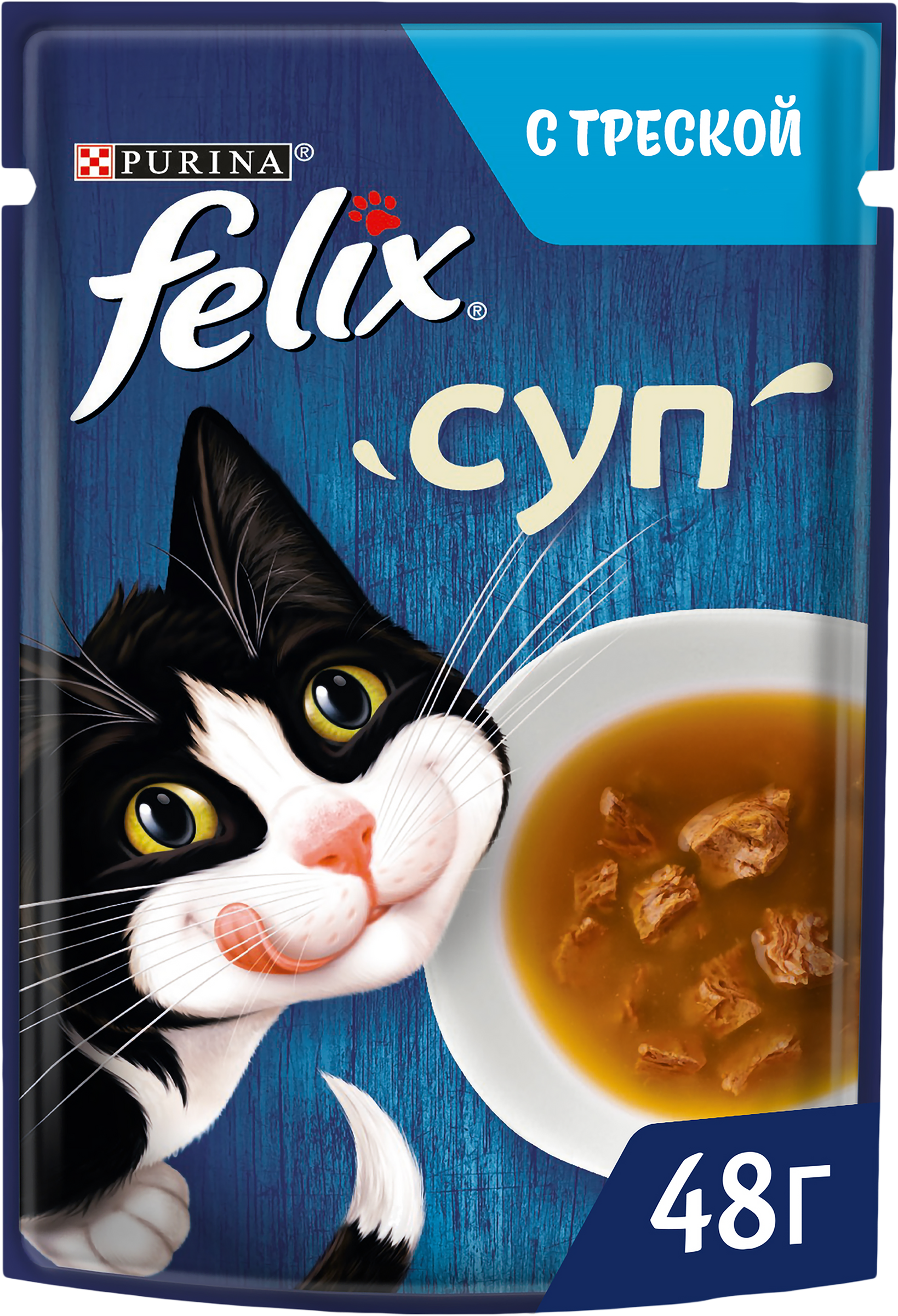 Изображение товара Корм влажный для взрослых кошек FELIX Суп с треской в соусе, 48г