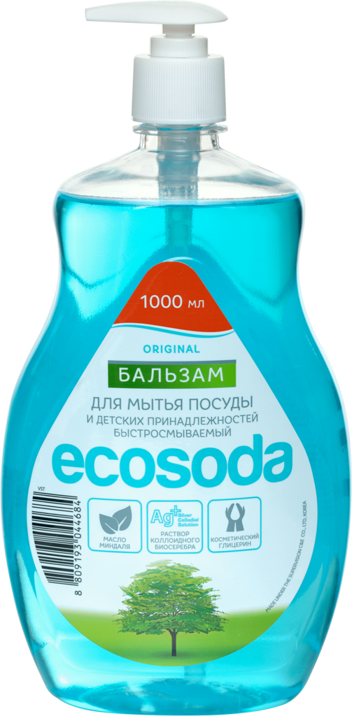 Изображение товара Быстросмываемый бальзам для мытья посуды и детских принадлежностей ECOSODA, 1л
