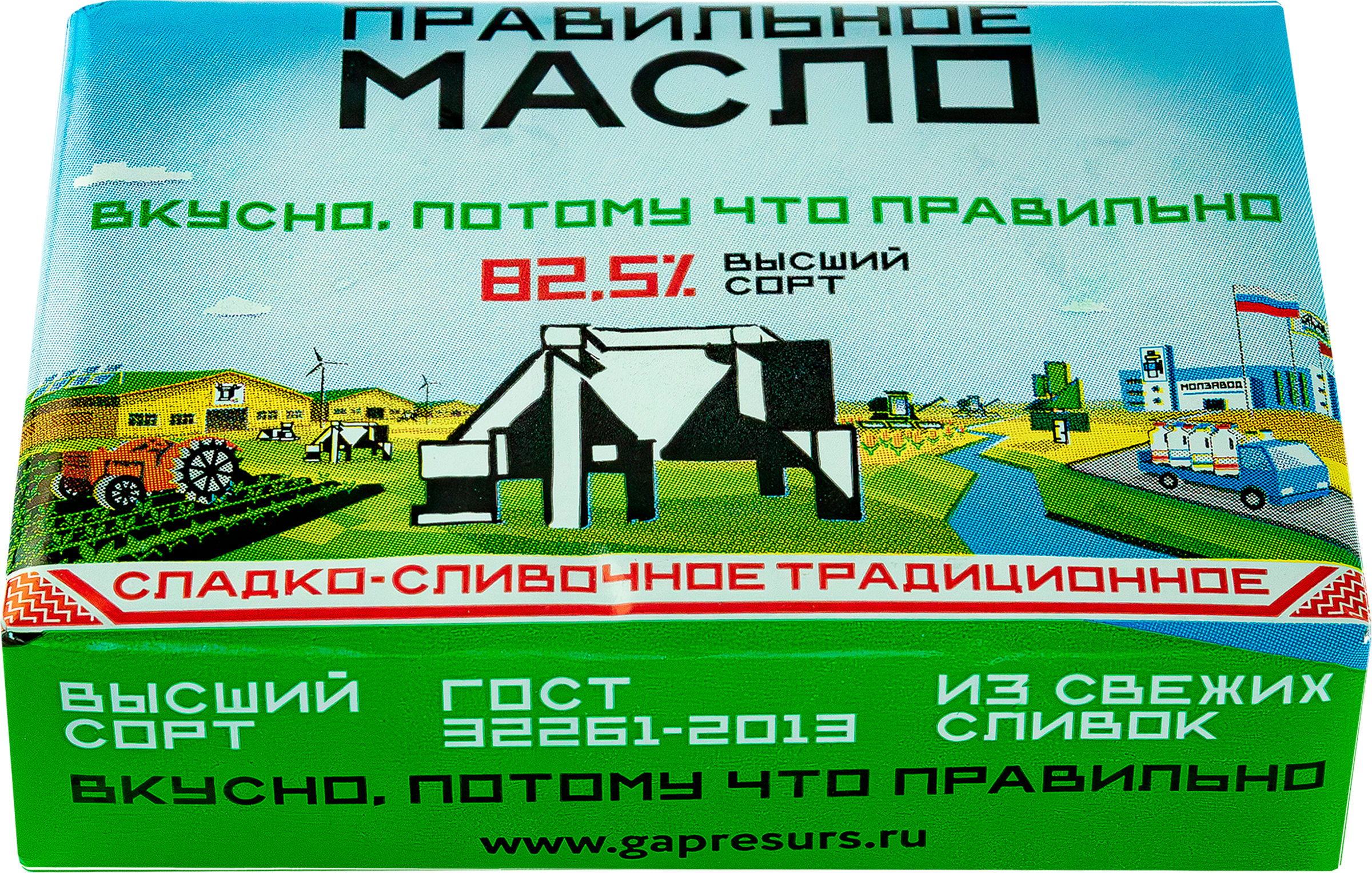 Изображение товара Масло сливочное ПРАВИЛЬНОЕ МАСЛО Традиционное 82,5%, без змж, 180г