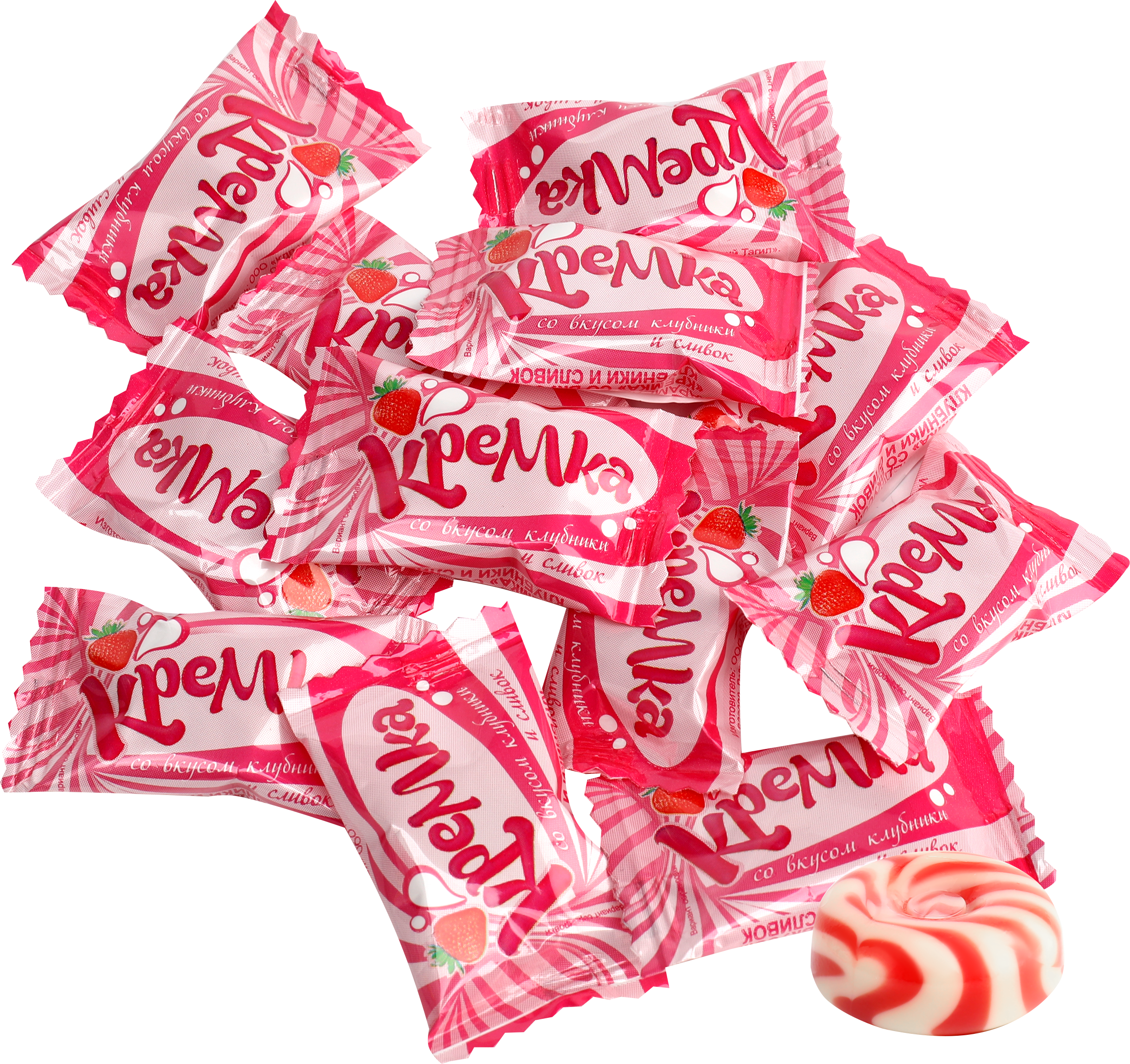 Изображение товара Карамель KDV Кремка со вкусом клубники и сливок, весовая