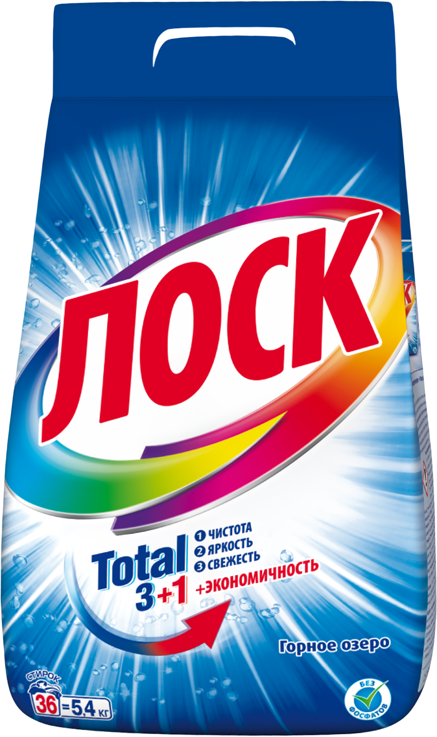 Изображение товара Стиральный порошок ЛОСК Горное озеро 5,4кг для белых тканей и пятен