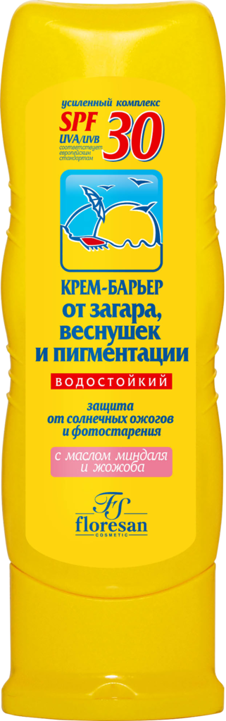 Изображение товара Крем солнцезащитный для тела FLORESAN COSMETIC водостойкий от загара, веснушек и пигментации SPF30, 125мл