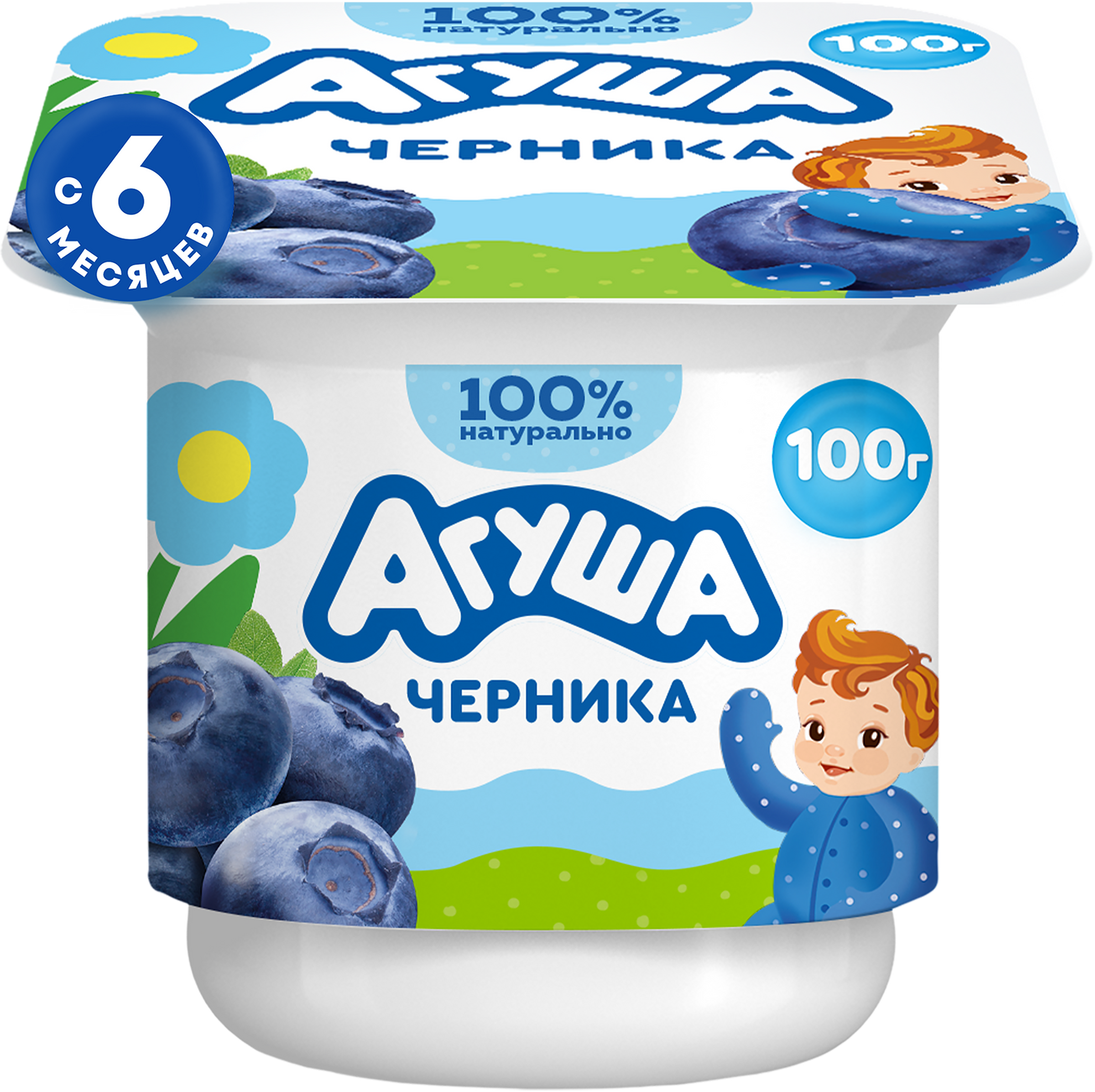 Изображение товара Детский творог Агуша с черникой 3,9% 100г для малышей с 6 месяцев