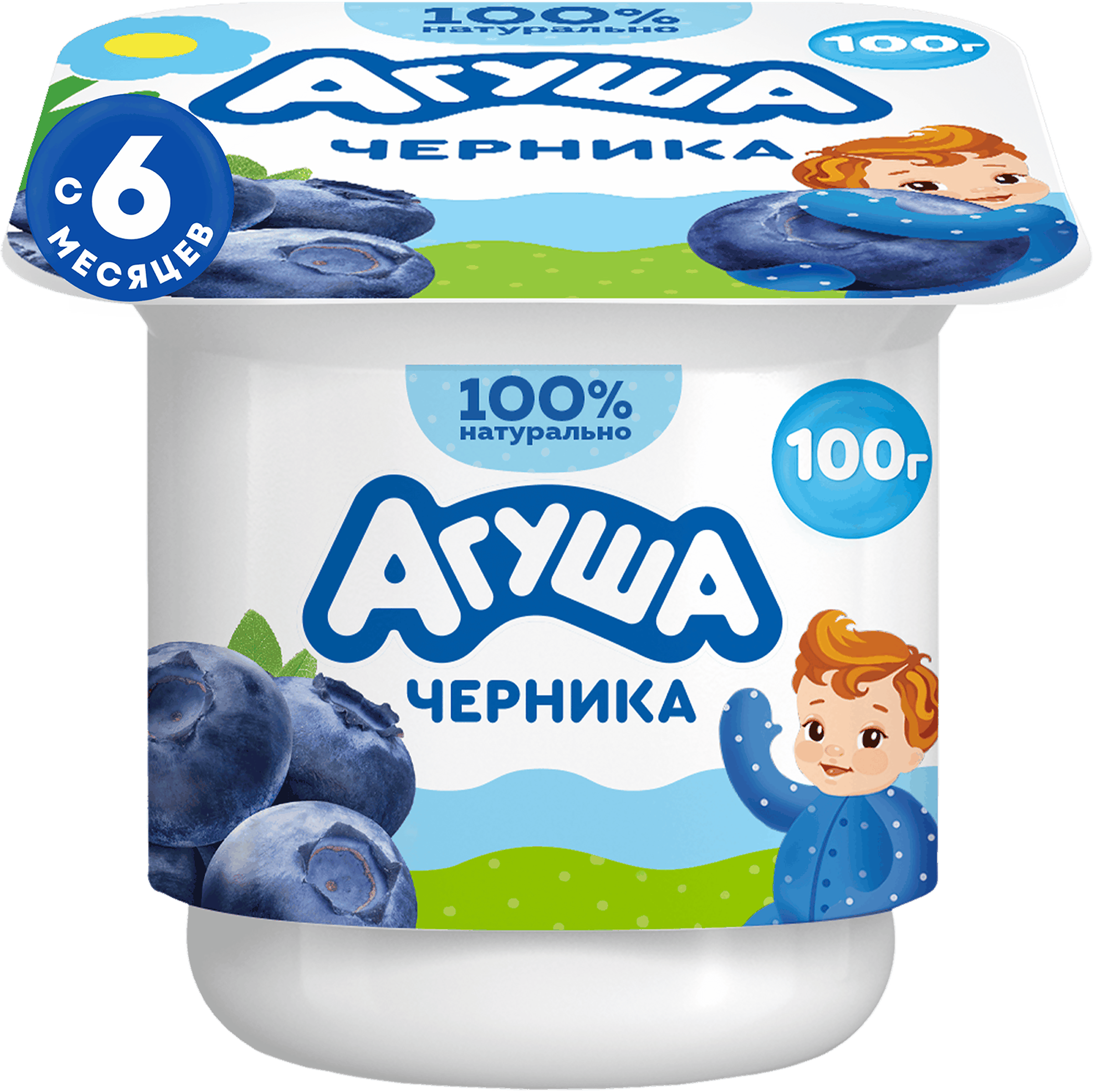 Изображение товара Детский творог Агуша с черникой 3,9% 100г для малышей с 6 месяцев