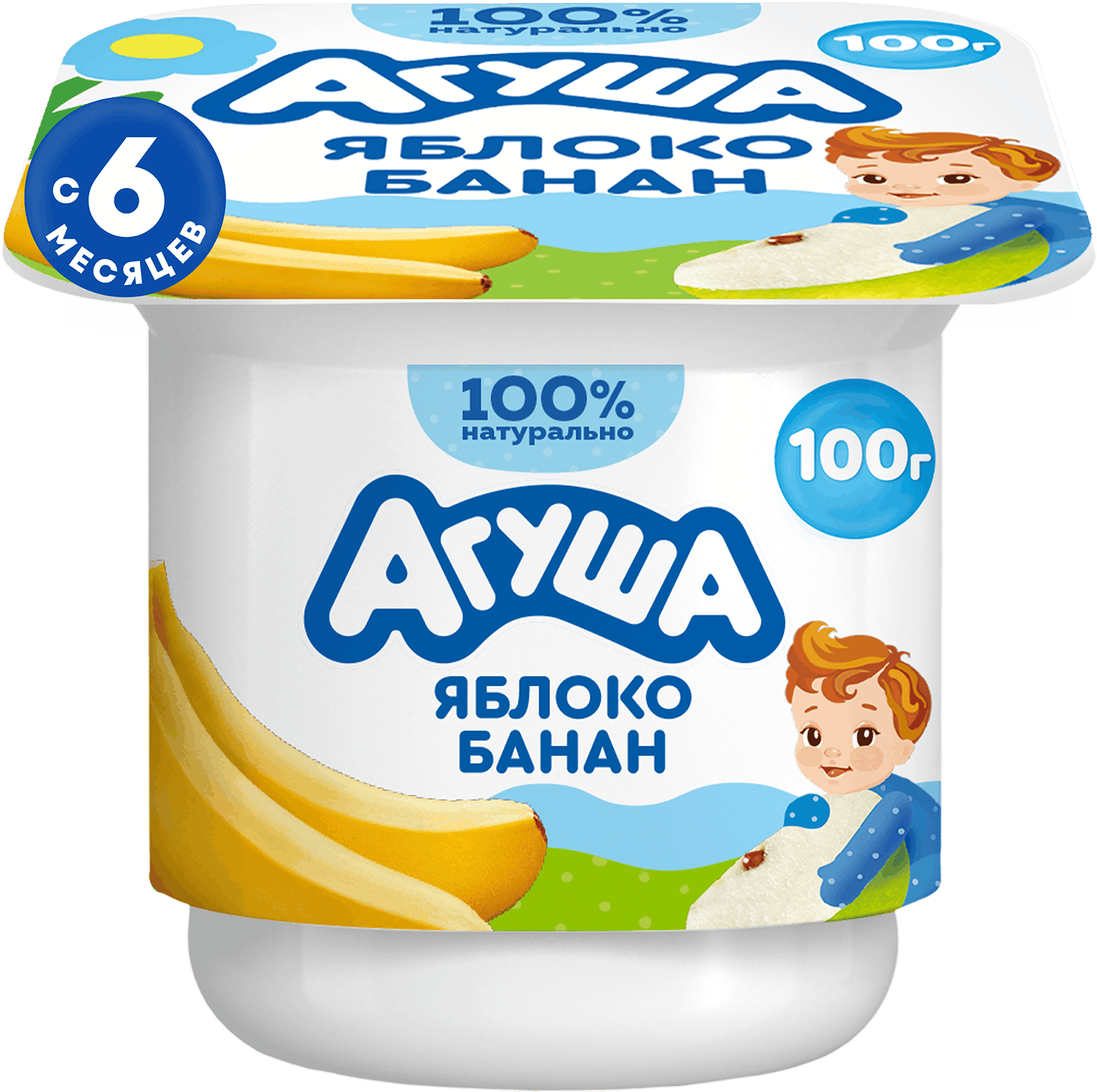 Изображение товара Детский творог Агуша Яблоко банан фруктовый 3,9% 100г с 6 месяцев