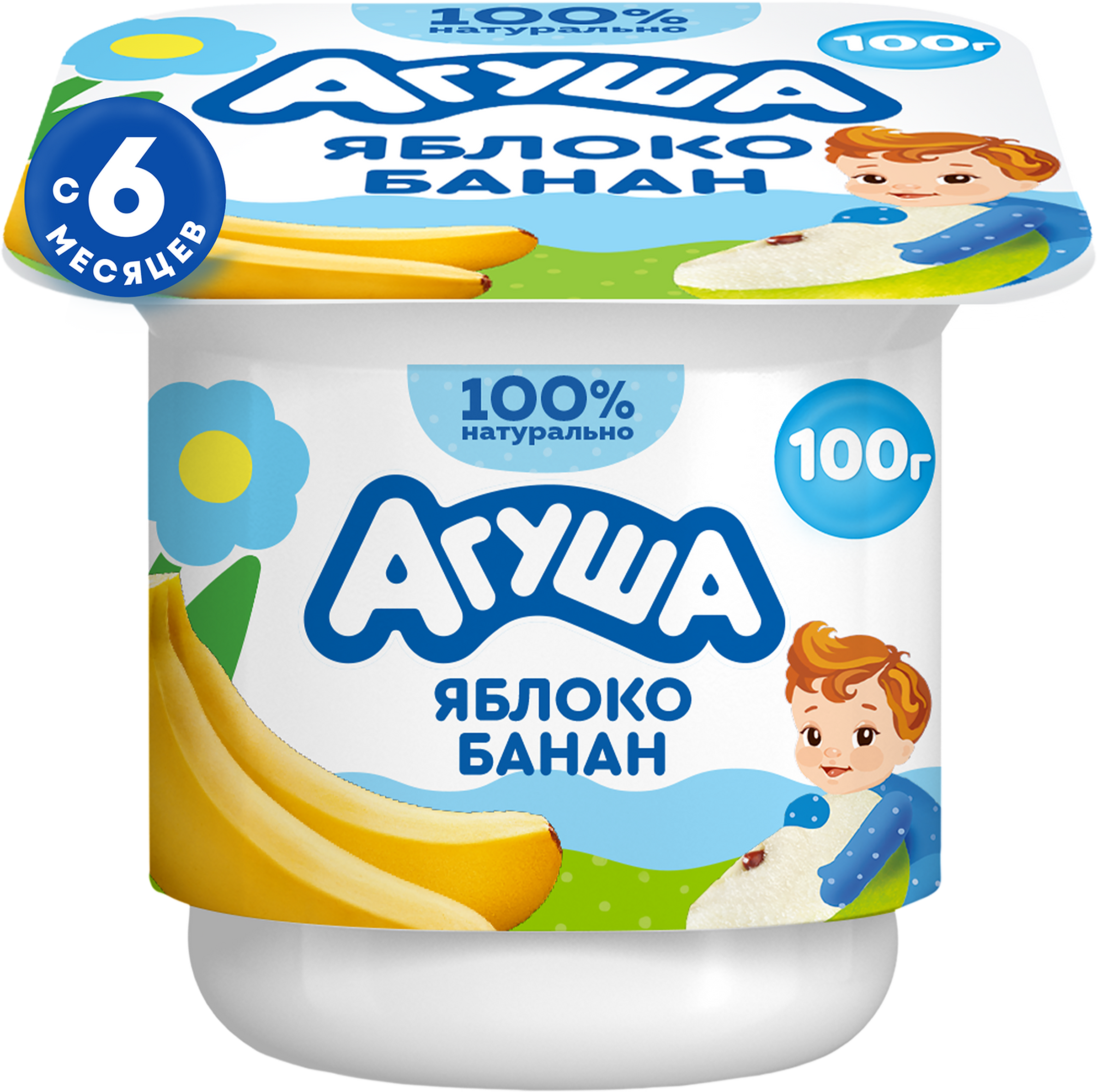 Изображение товара Детский творог Агуша Яблоко банан фруктовый 3,9% 100г с 6 месяцев