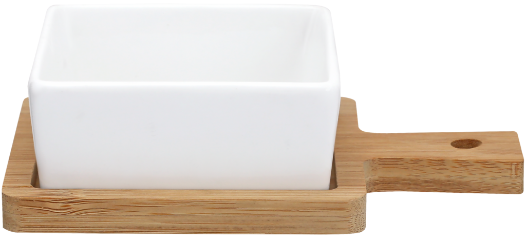 Изображение товара Соусник HOMECLUB с подставкой из бамбука, керамика