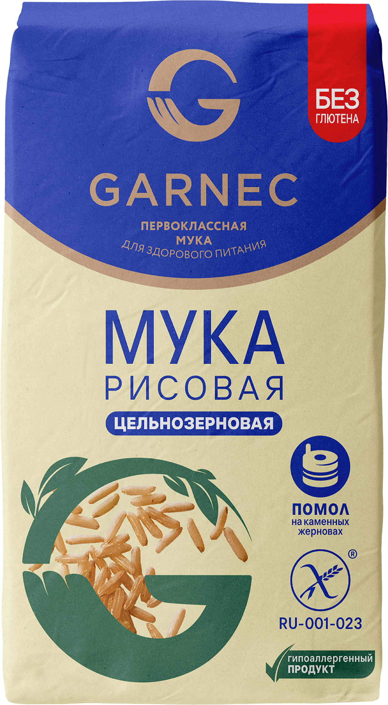 Изображение товара Мука рисовая безглютеновая GARNEC цельнозерновая, 500г