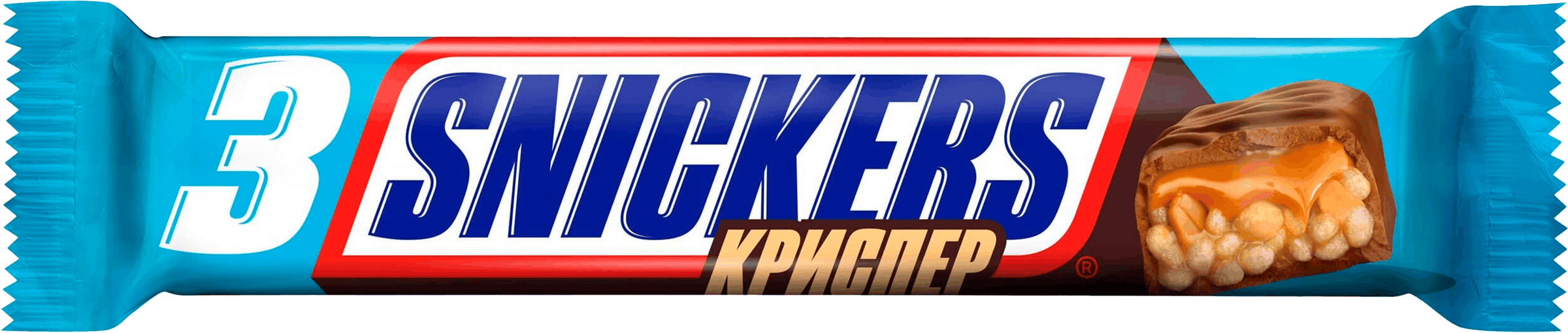 Изображение товара Шоколадный батончик SNICKERS Криспер Трио 60 г хрустящий с арахисом и карамелью