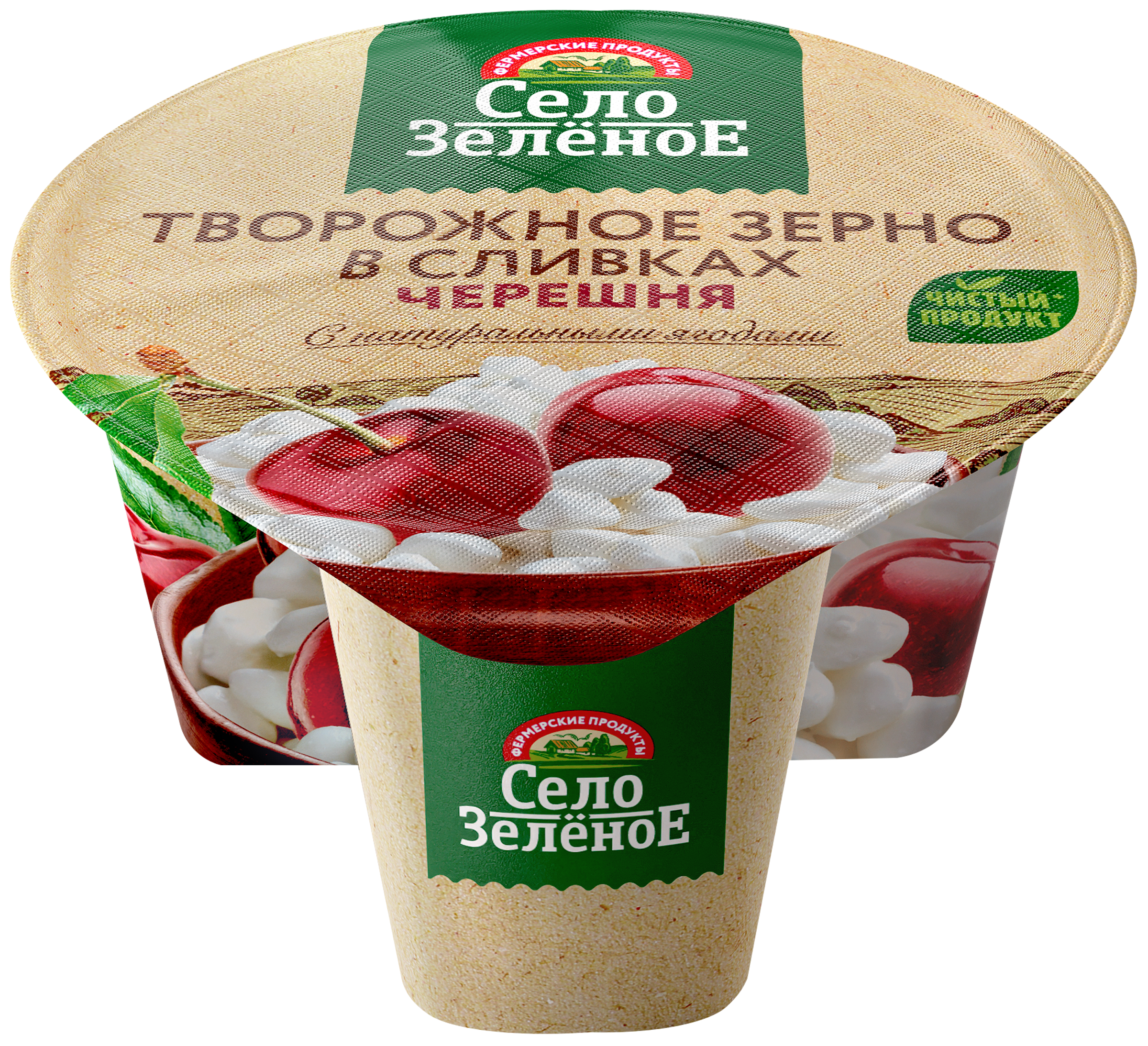 Изображение товара Творожное зерно в сливках СЕЛО ЗЕЛЕНОЕ Черешня 5% 130г