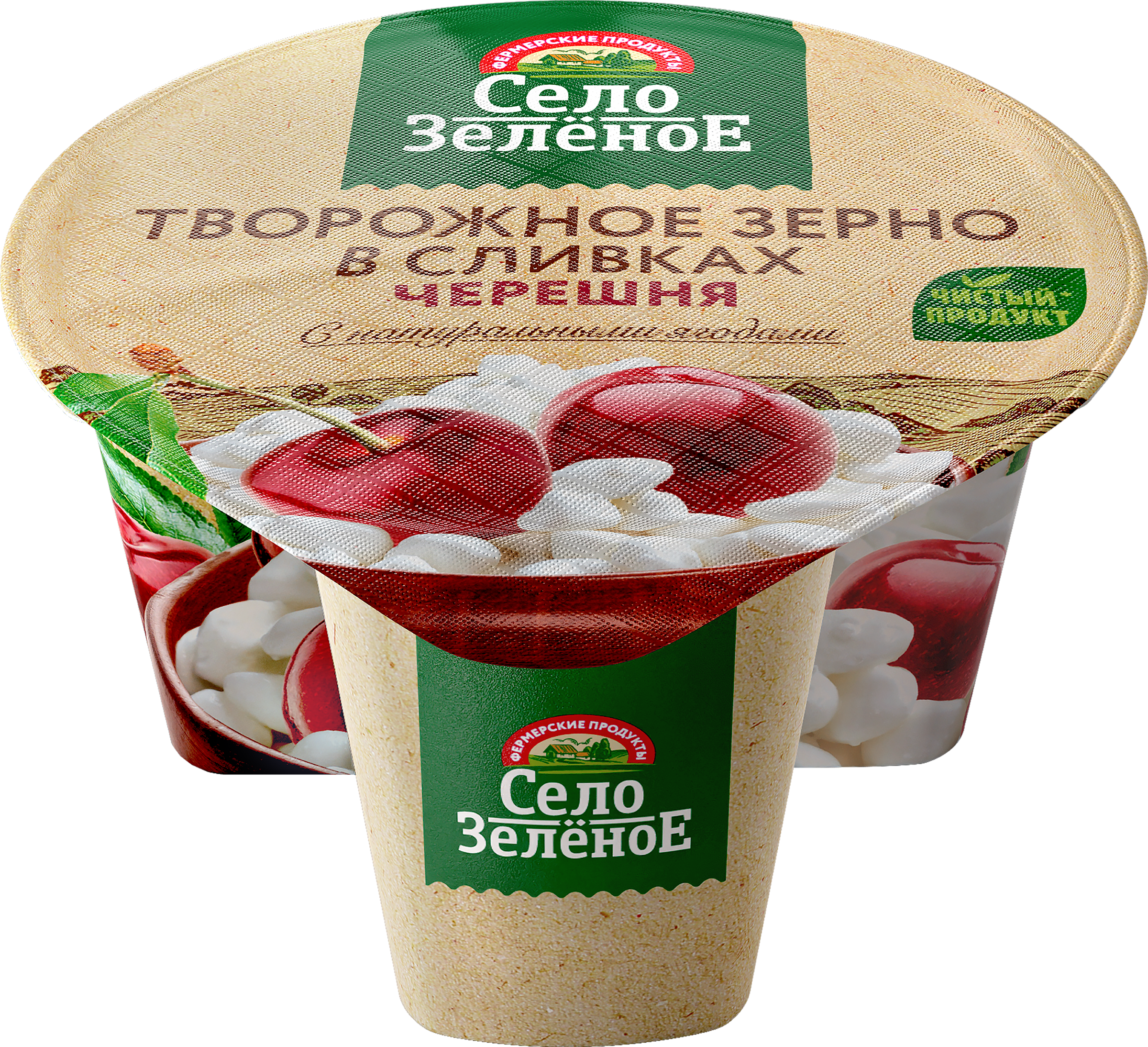 Изображение товара Творожное зерно в сливках СЕЛО ЗЕЛЕНОЕ Черешня 5% 130г