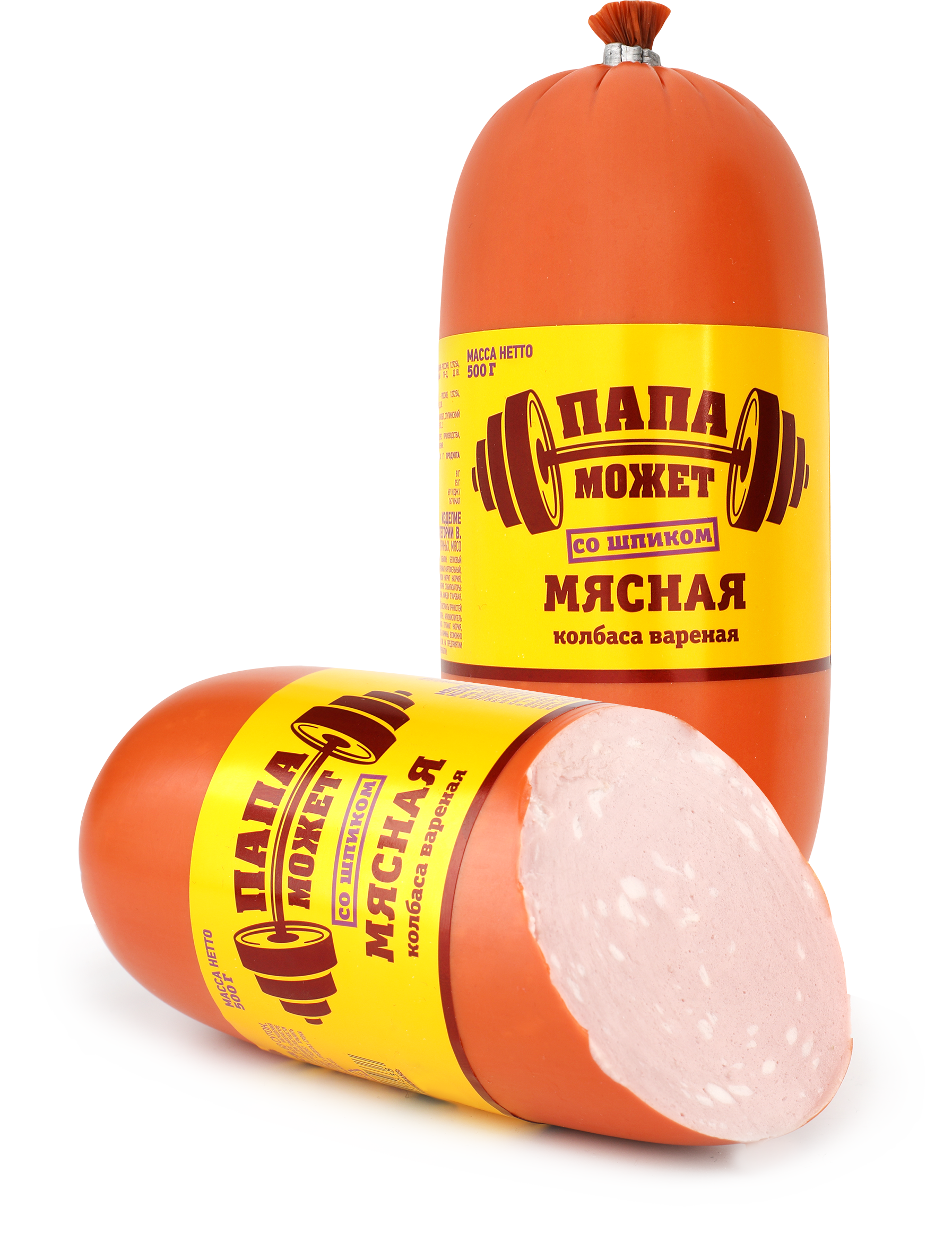 Изображение товара Колбаса вареная ПАПА МОЖЕТ! Мясная со шпиком, 500г
