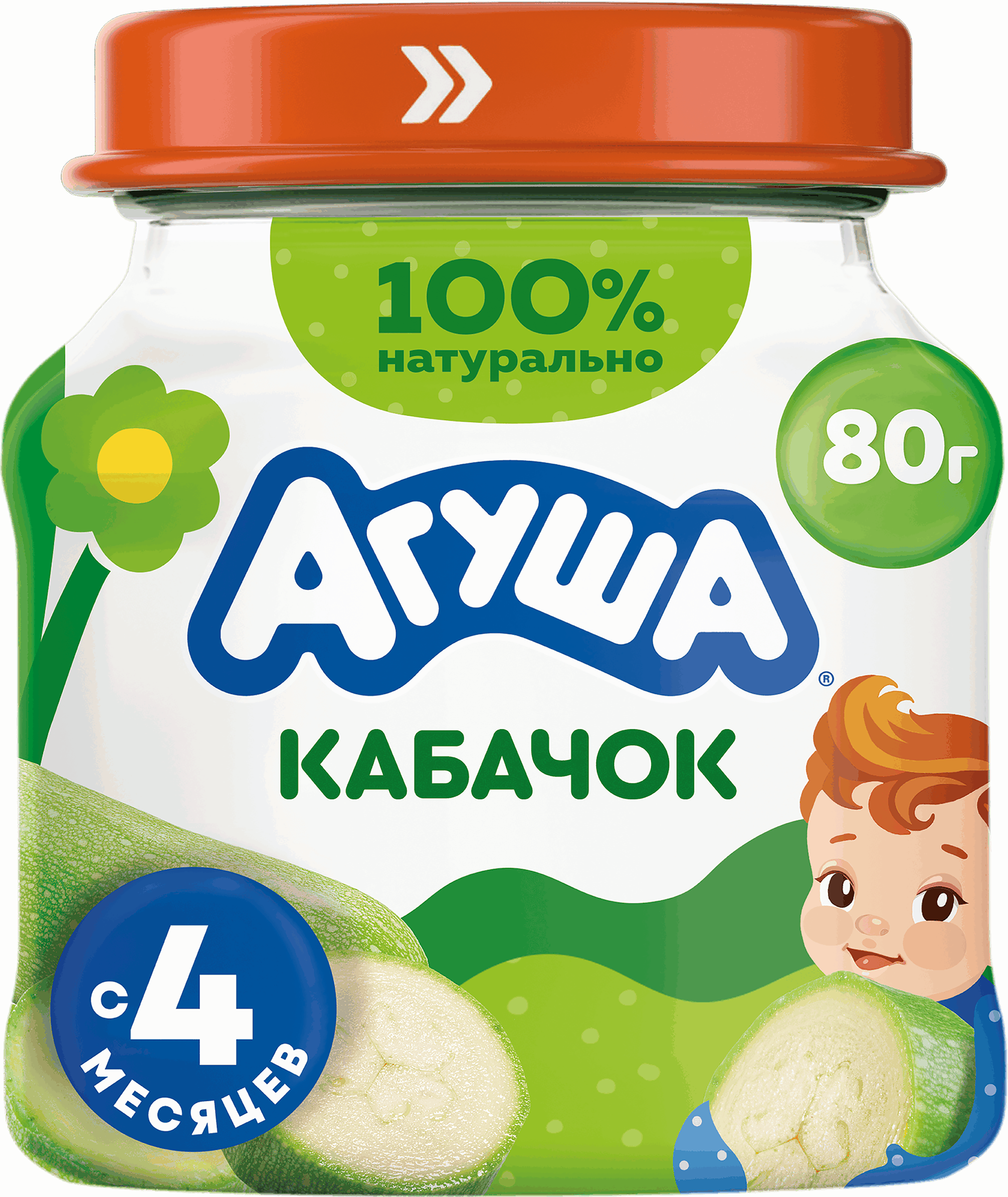 Изображение товара Пюре овощное детское АГУША Кабачок, с 4 месяцев, 80г