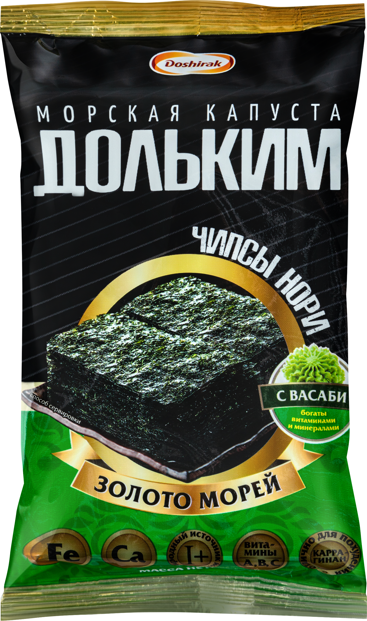 Изображение товара Капуста морская DOSHIRAK Доль Ким, чипсы нори с васаби, 5г