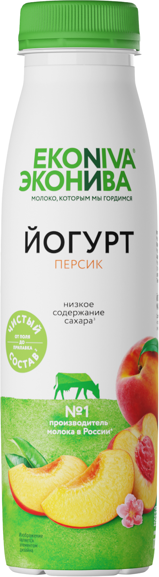 Изображение товара Йогурт питьевой ЭКОНИВА Персик 2,5%, без змж, 300г