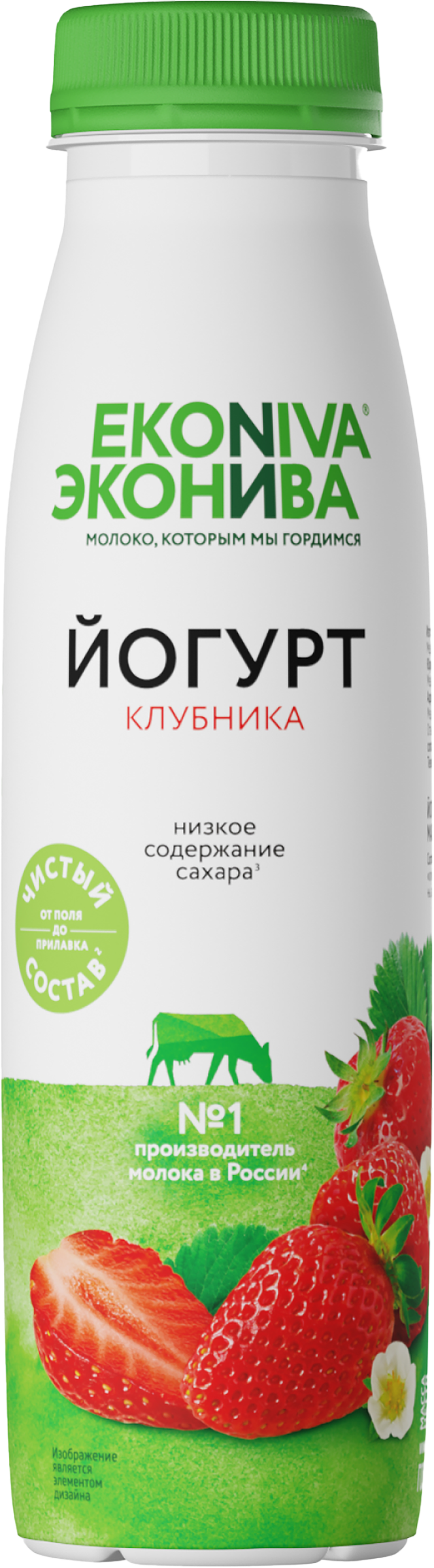 Изображение товара Йогурт питьевой ЭКОНИВА Клубника 2,5%, без змж, 300г