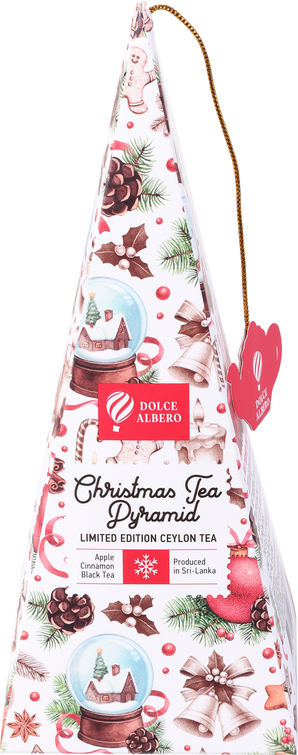 Изображение товара Набор чая черного DOLCE ALBERO Рождественская пирамида с яблоком и корицей, 10пак