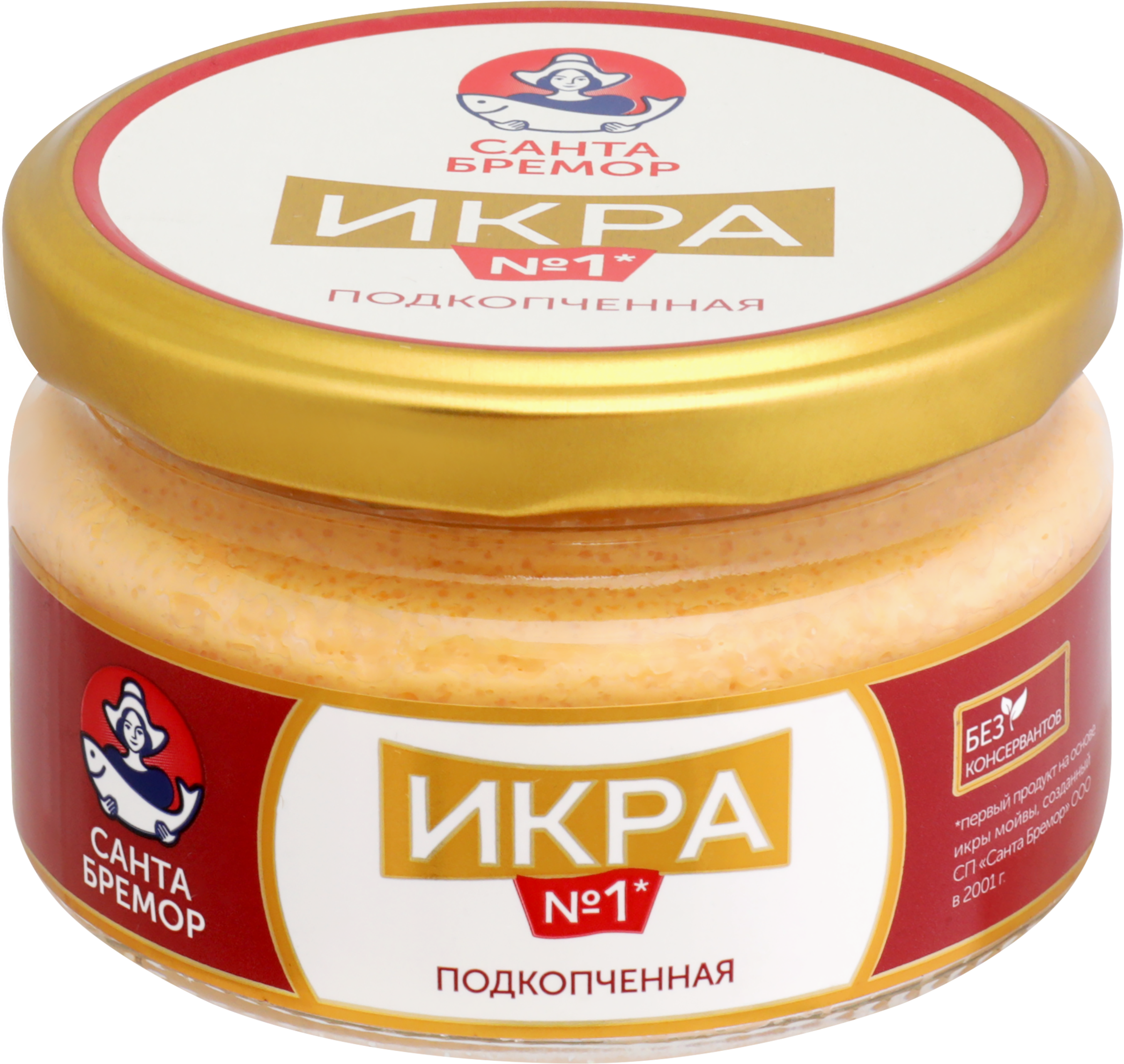 Изображение товара Икра мойвы САНТА БРЕМОР Икра №1, деликатесная подкопченная, 180г