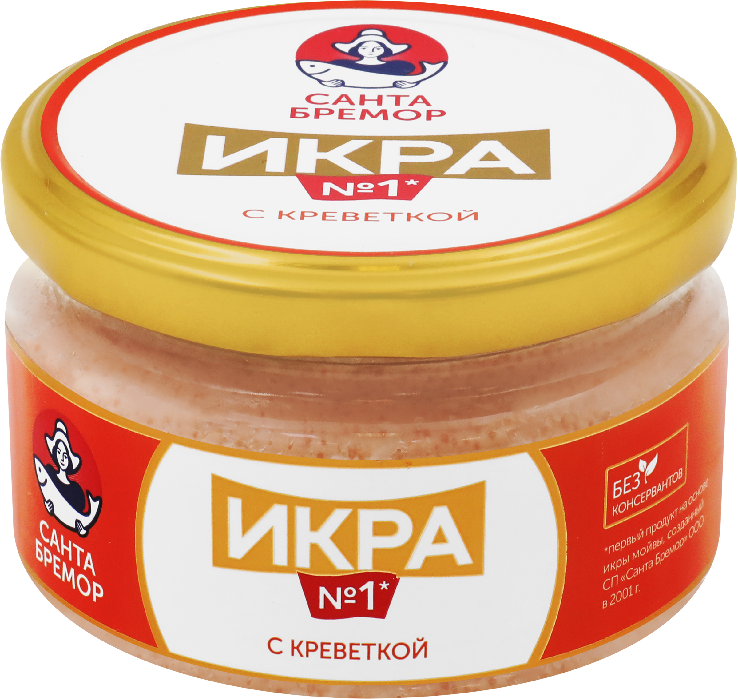 Изображение товара Икра мойвы САНТА БРЕМОР Икра №1, деликатесная с креветкой, 180г