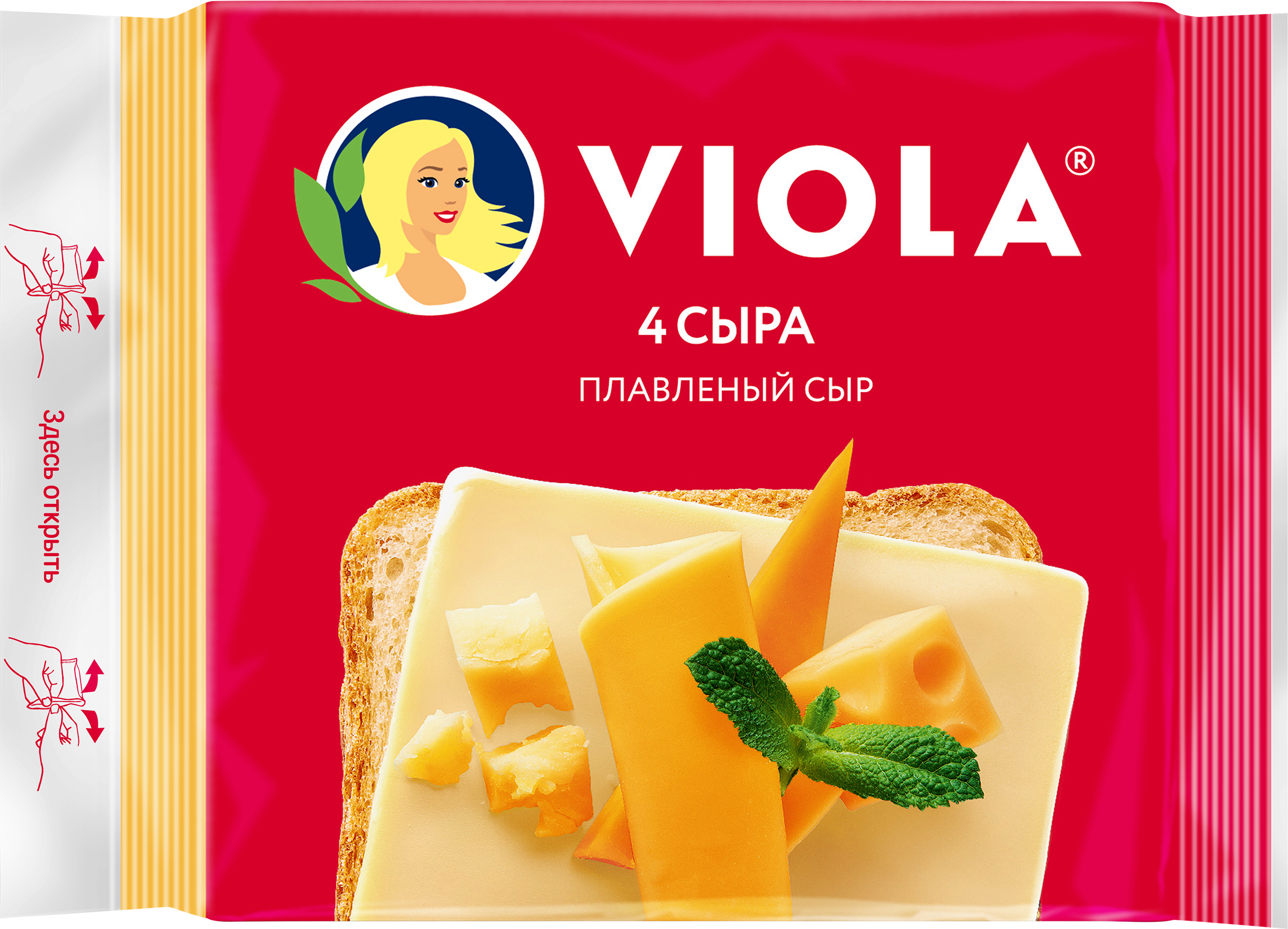 Изображение товара Сыр плавленый VIOLA Четыре сыра, ломтики, без змж, 140г