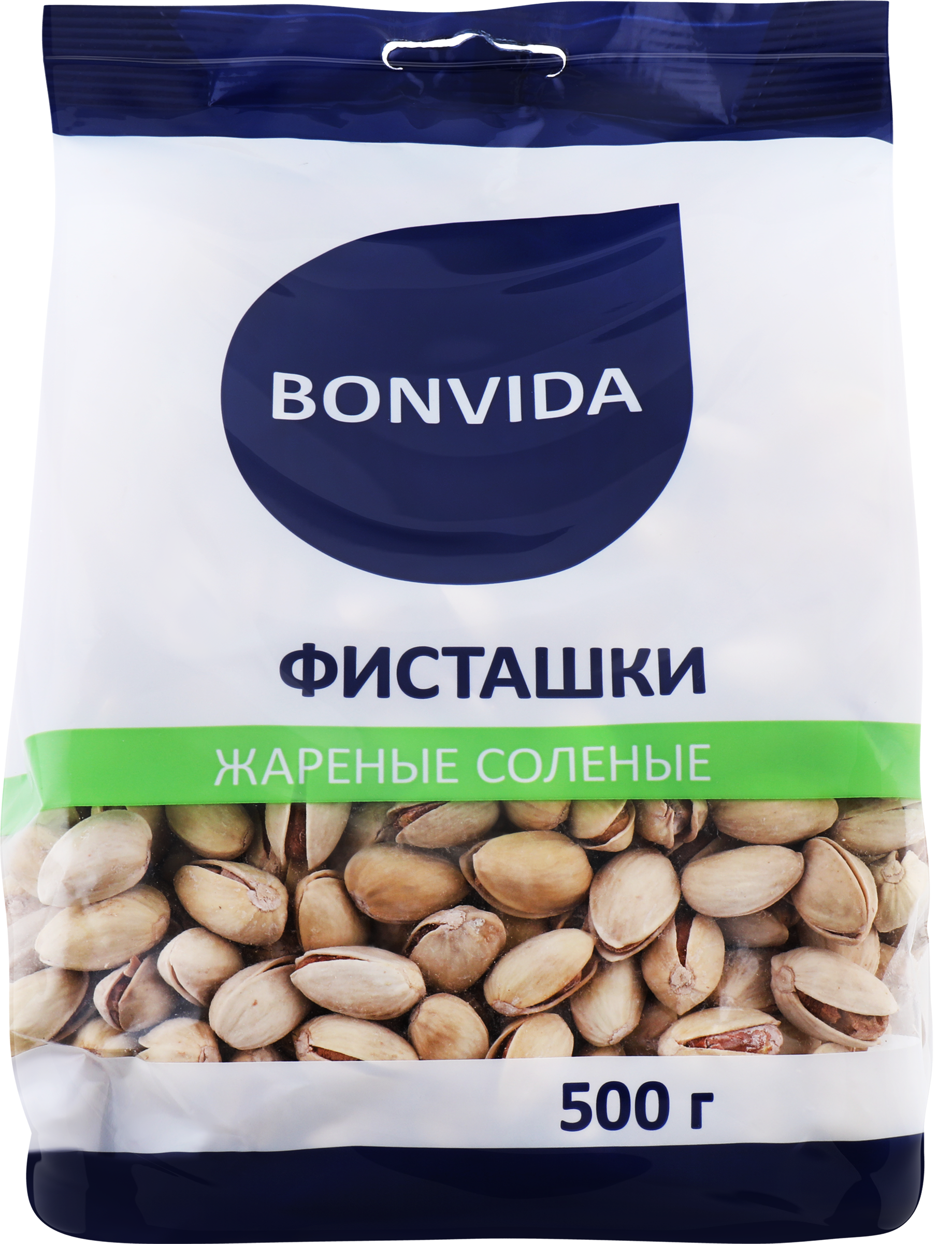 Изображение товара Фисташки BONVIDA жареные соленые 500г с крупными ядрами