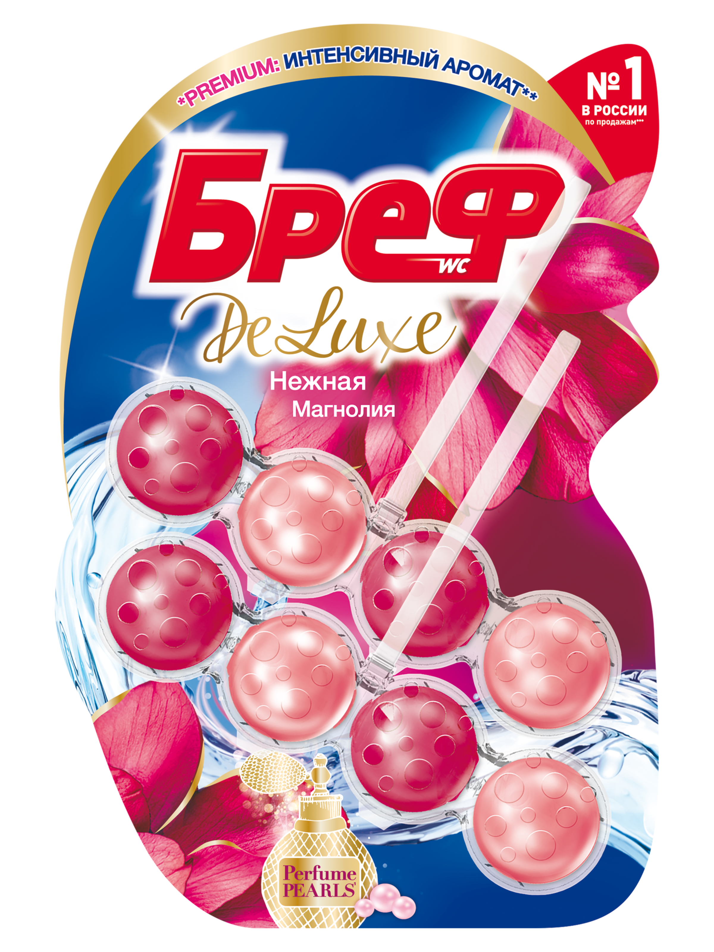 Изображение товара Блок для унитаза БРЕФ DeLuxe Нежная магнолия 2x50г - свежий аромат и гигиена