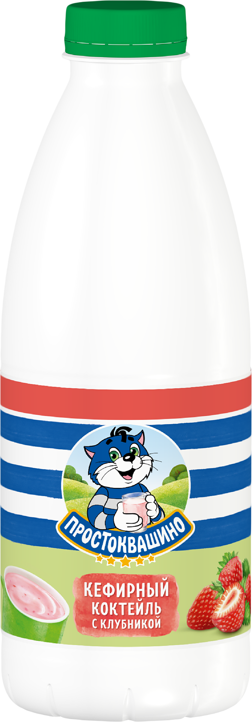 Изображение товара Коктейль кефирный ПРОСТОКВАШИНО Клубника, обезжиренный, без змж, 900г