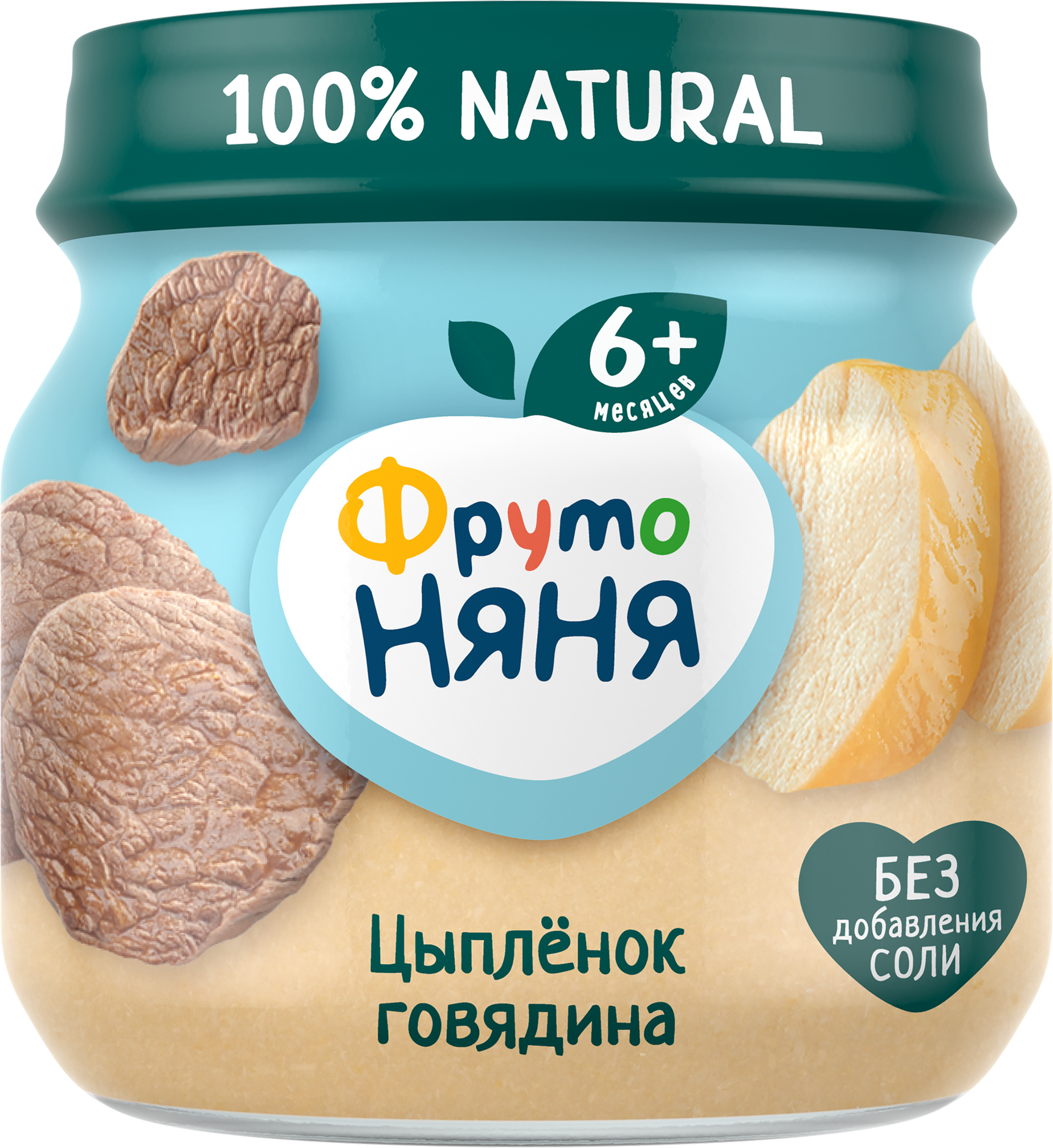 Изображение товара Пюре мясное ФРУТОНЯНЯ Цыпленок с говядиной, с 6 месяцев, 80г