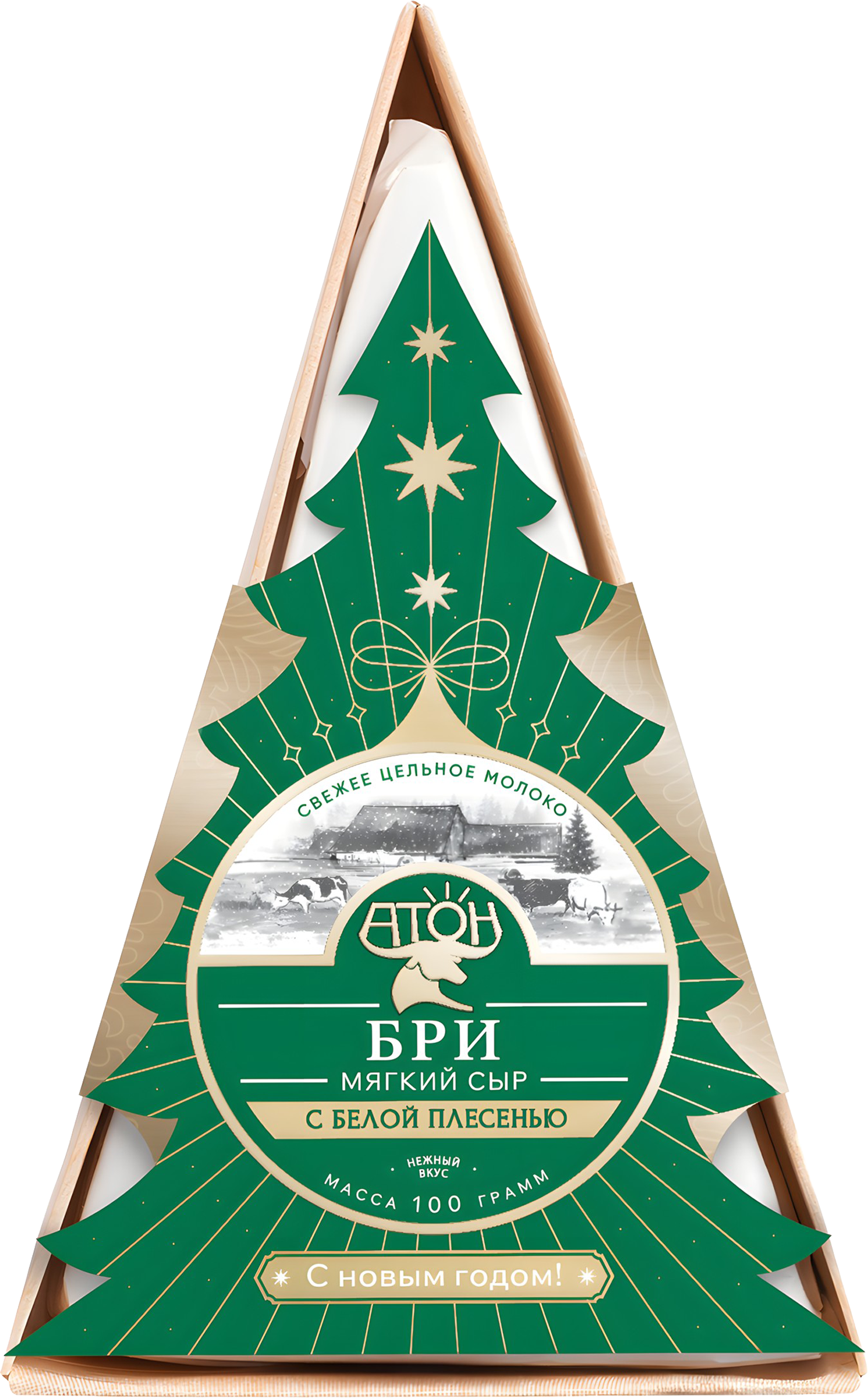 Изображение товара Сыр мягкий АТОН Бри с белой плесенью 50–60%, без змж, 100г