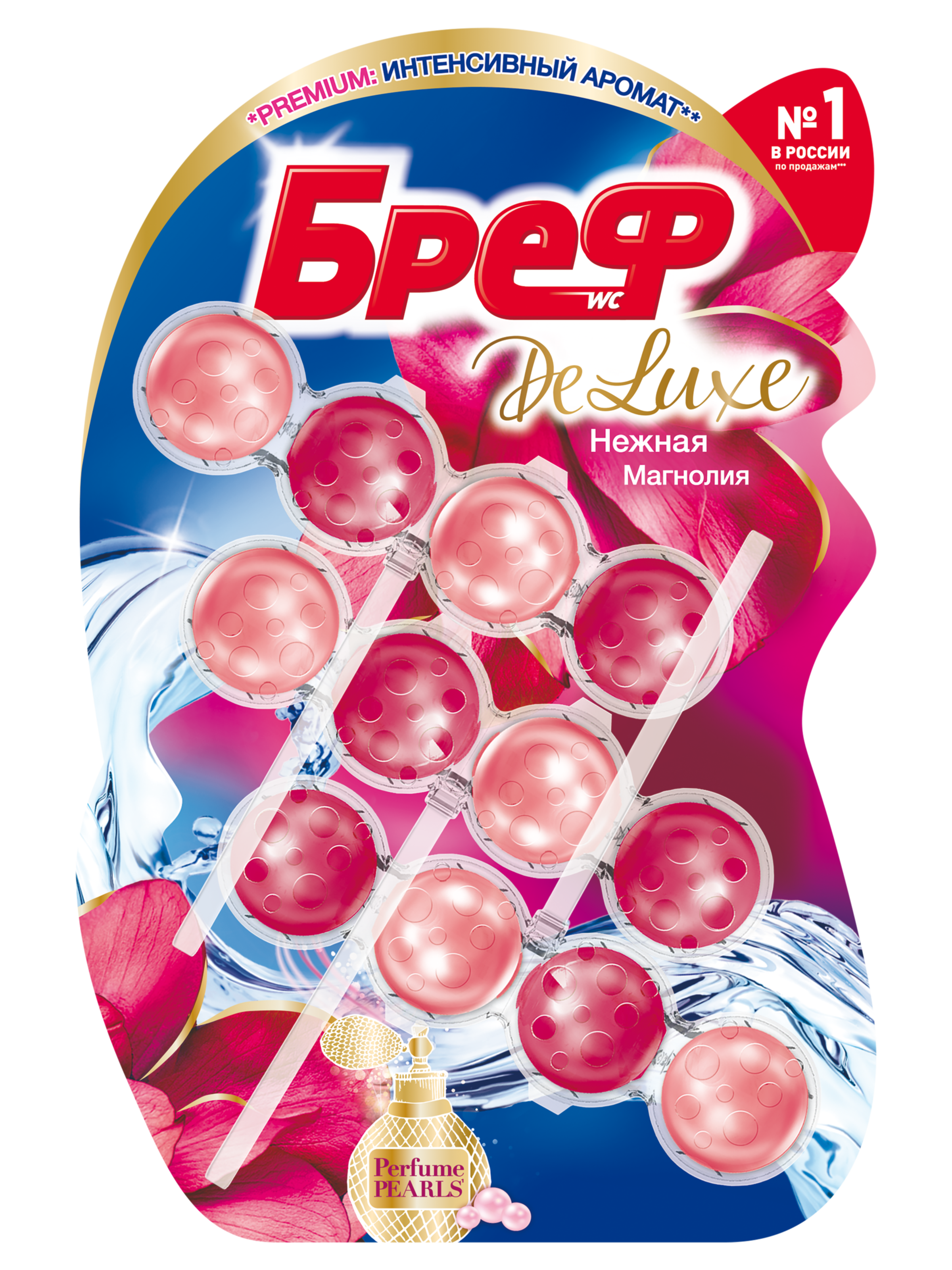 Изображение товара Блок для унитаза БРЕФ DeLuxe Нежная магнолия 3x50г, ароматизатор для туалета