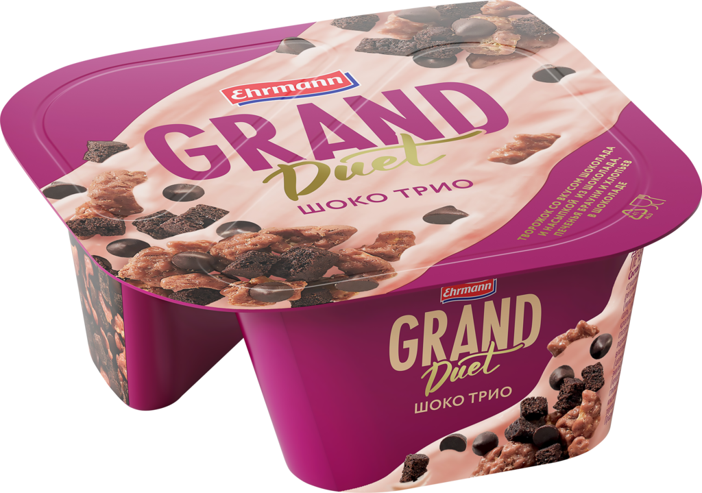 Изображение товара Творожный десерт GRAND DESERT Шоко трио 7,3% с кусочками шоколада и печеньем