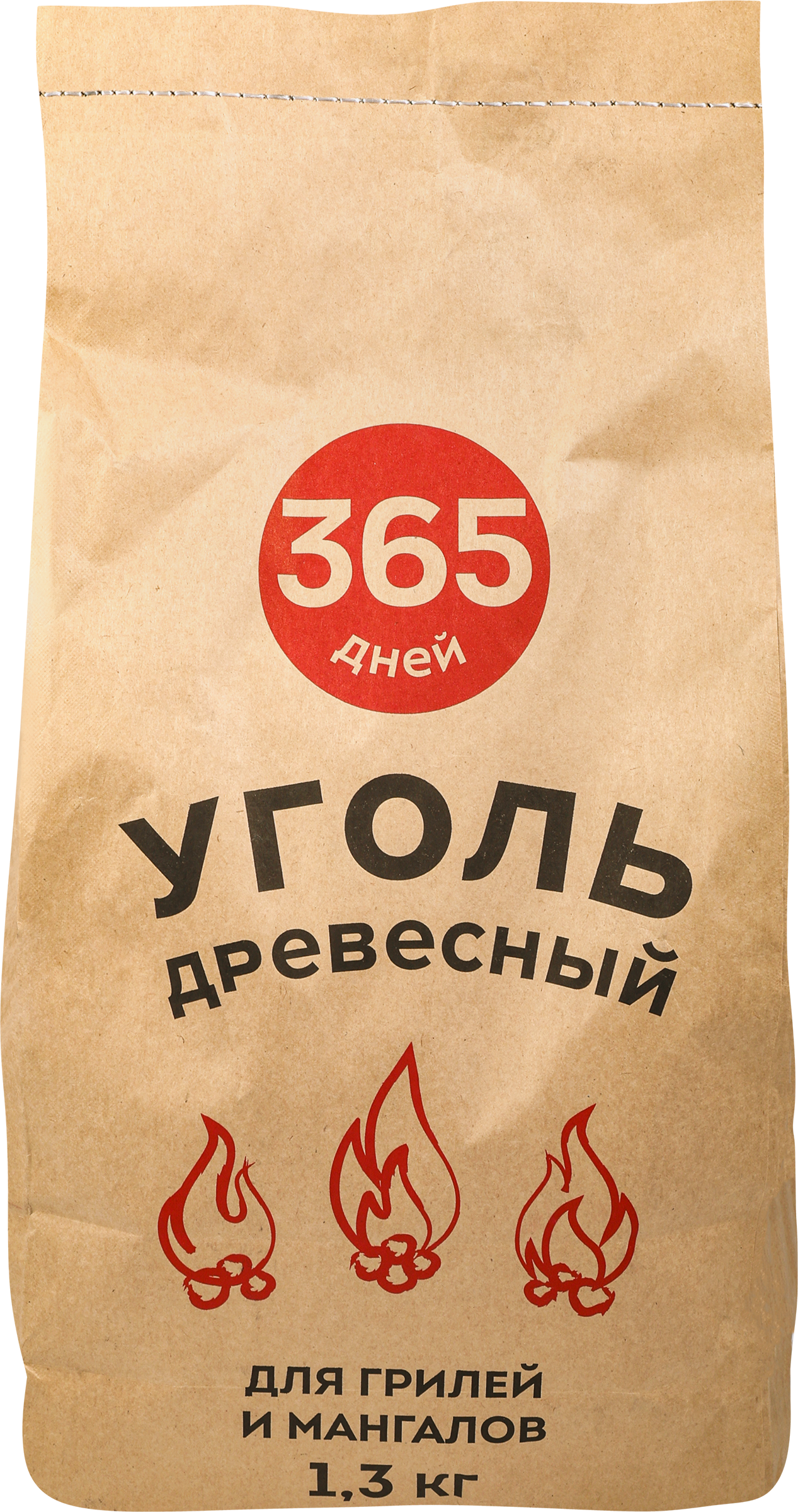 Изображение товара Уголь древесный для грилей и мангалов 365 ДНЕЙ, 1,3кг