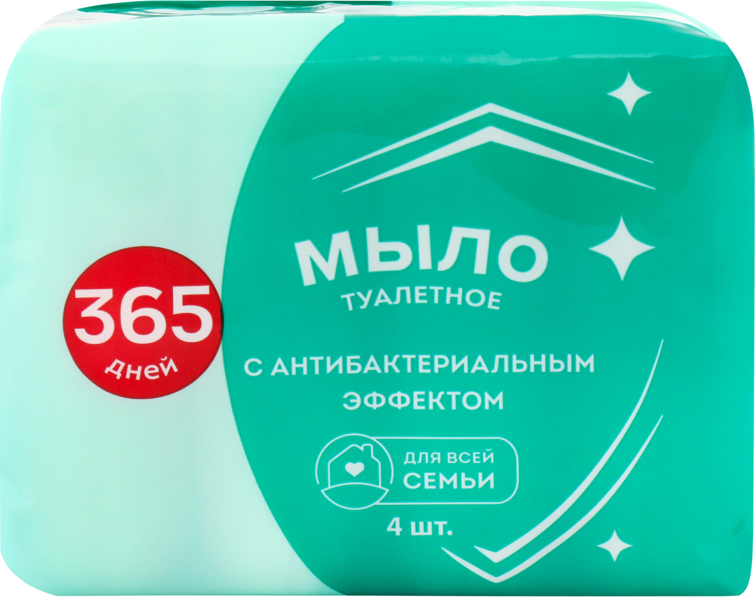 Изображение товара Туалетное мыло 365 ДНЕЙ антибактериальное 4х75г для рук и тела