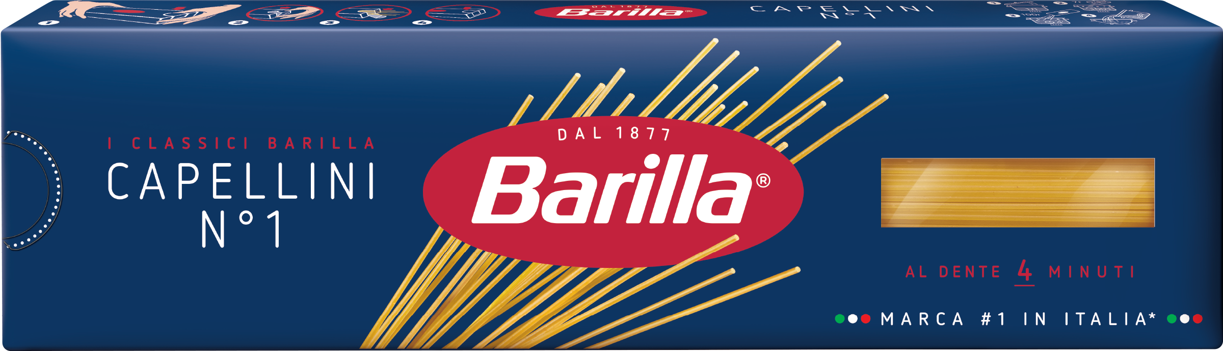 Изображение товара Макароны BARILLA Capellini n.1 из твердых сортов пшеницы 450г Италия Изображение товара Макароны BARILLA Capellini n.1 из твердых сортов пшеницы 450г Италия