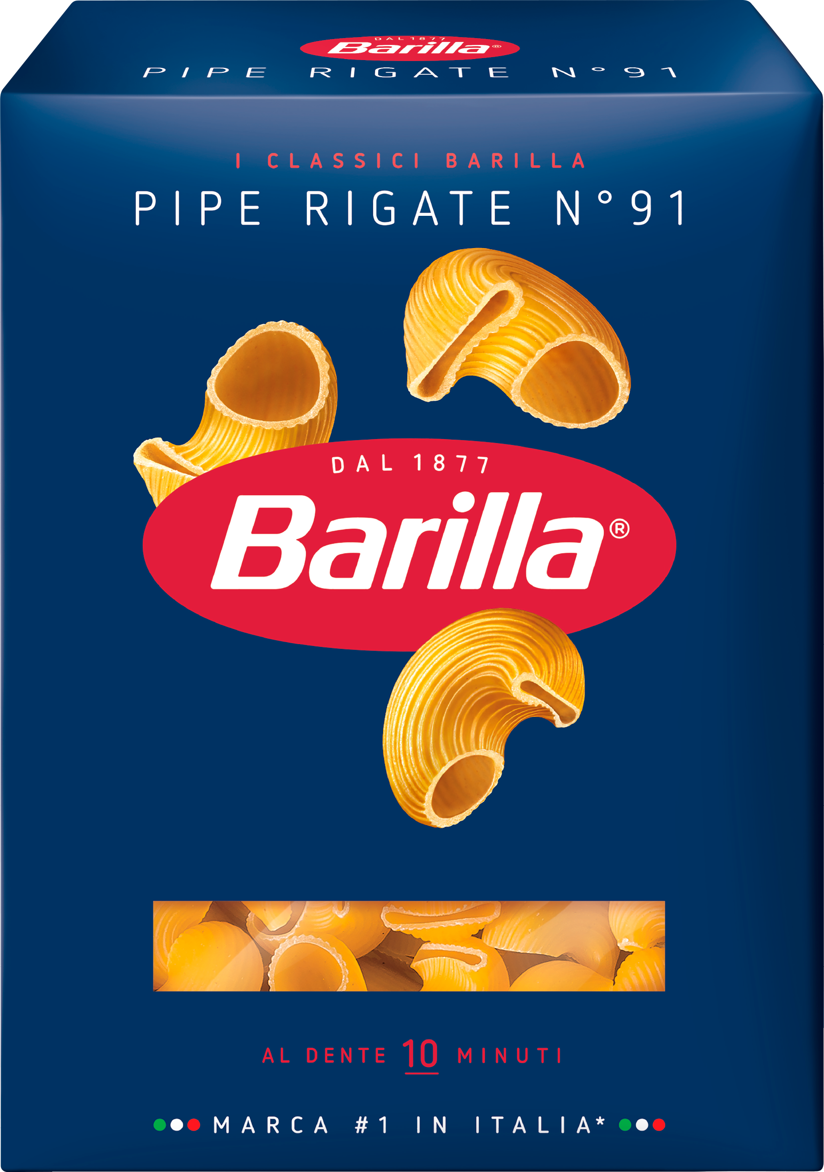 Изображение товара Макароны BARILLA Pipe Rigate n.91 из твердых сортов пшеницы группа А высший сорт, 450г