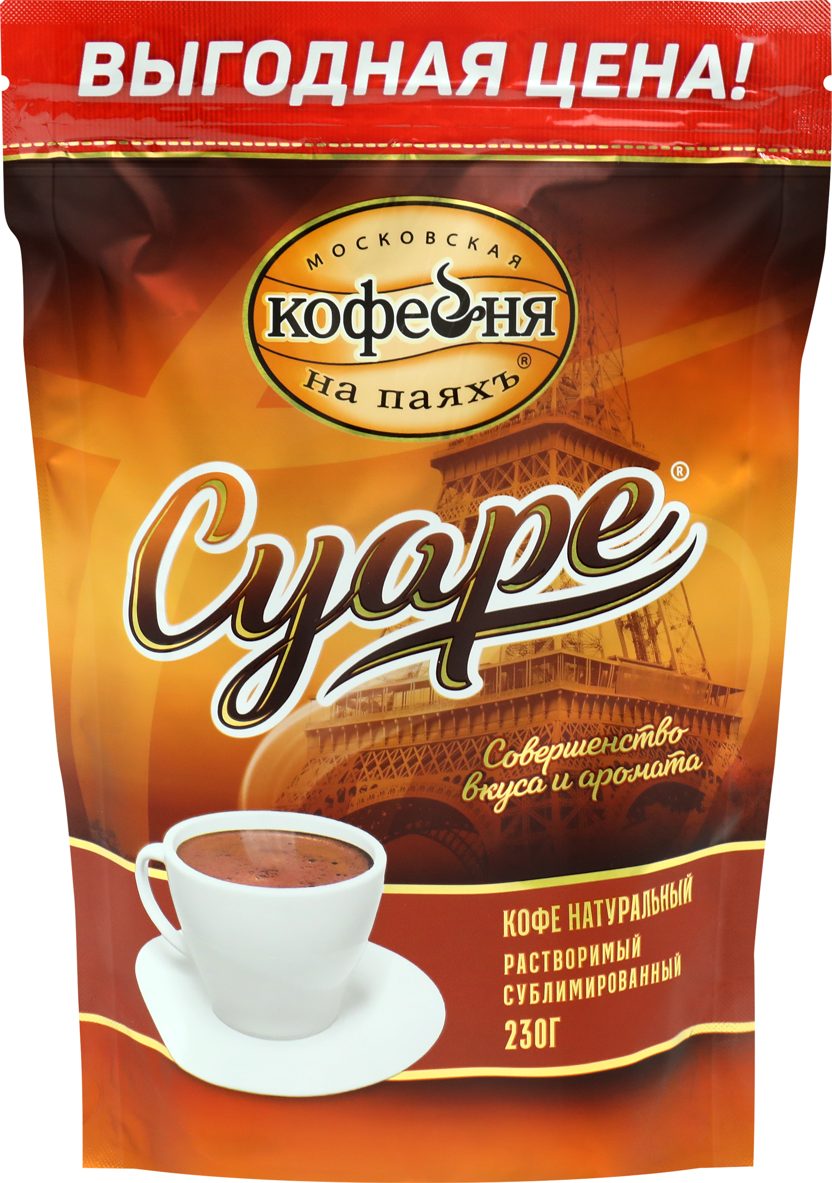 Изображение товара Кофе растворимый МОСКОВСКАЯ КОФЕЙНЯ НА ПАЯХЪ Суаре натуральный, 230г