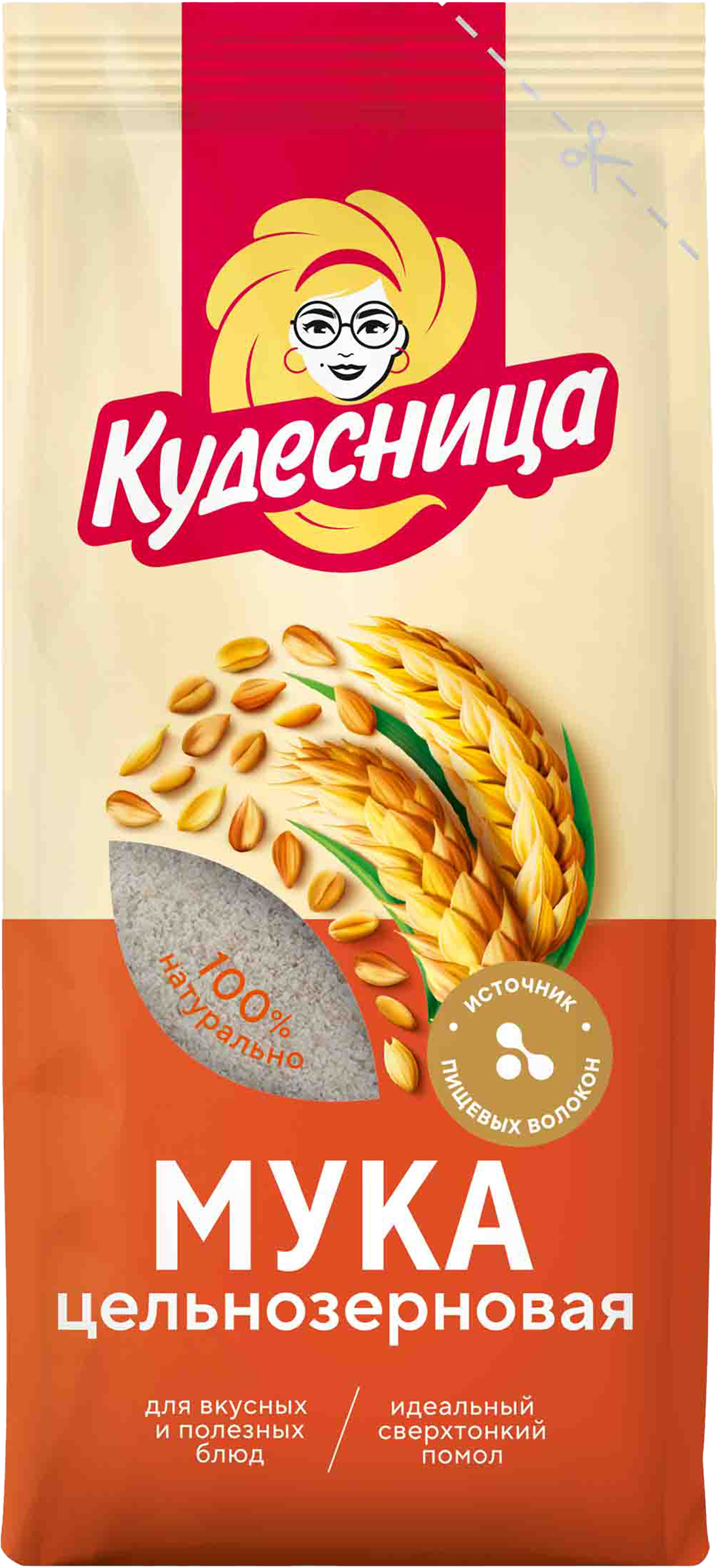 Изображение товара Пшеничная цельнозерновая мука КУДЕСНИЦА 500 г для здорового питания
