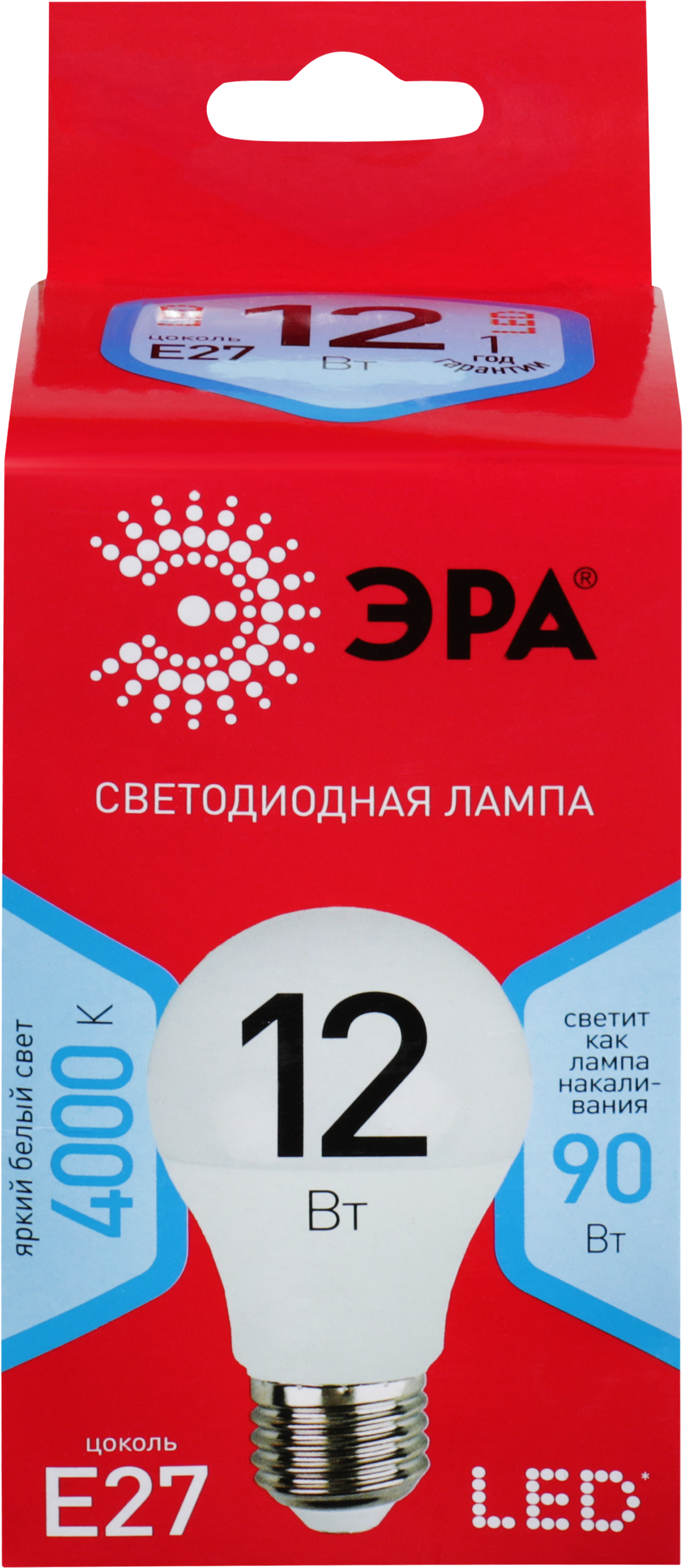 Изображение товара Светодиодная лампа ЭРА Эко 12Вт E27 холодный свет грушевидная