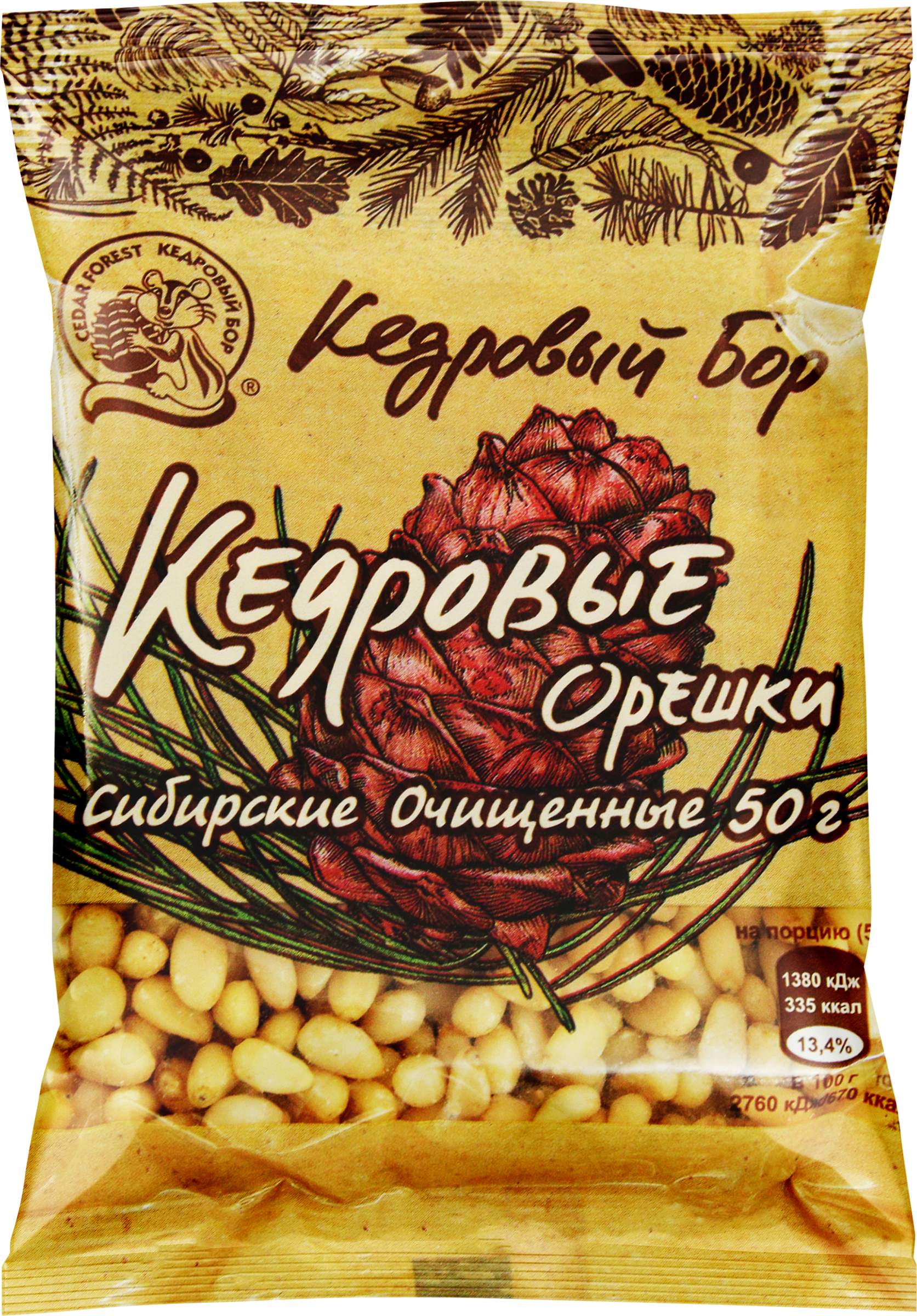 Изображение товара Орехи кедровые КЕДРОВЫЙ БОР Сибирские очищенные, 50г