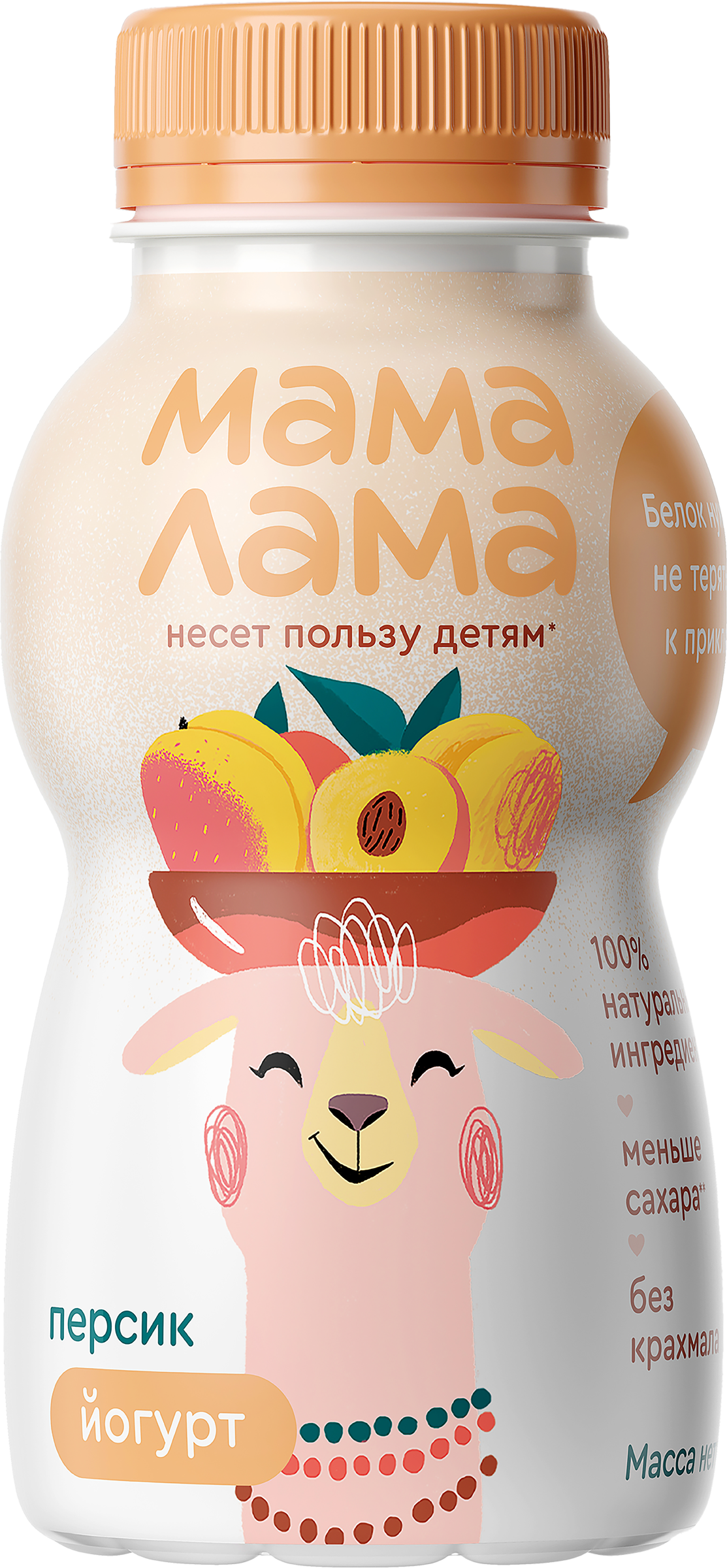 Изображение товара Йогурт питьевой МАМА ЛАМА Персик 2,5% 200г