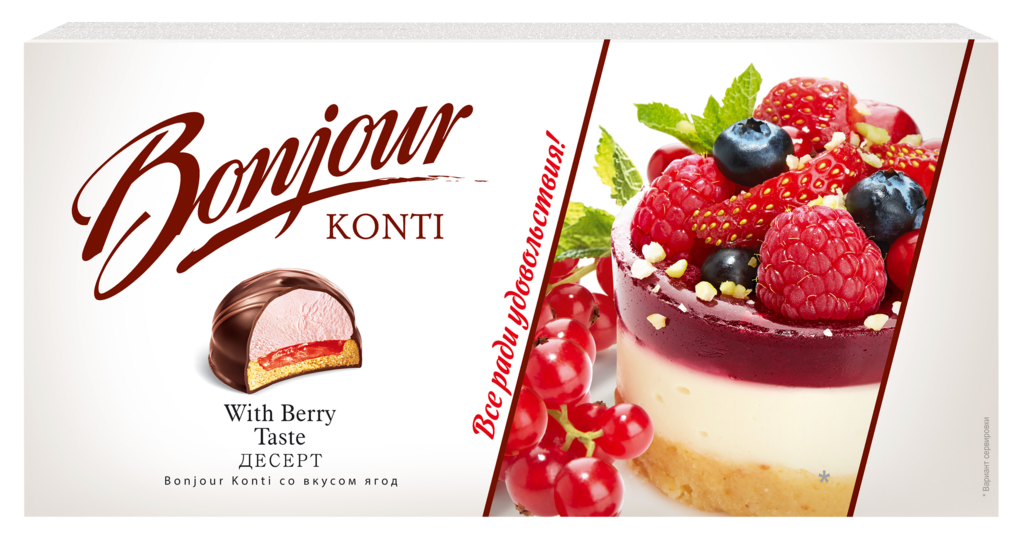 Изображение товара Десерт KONTI Бонжур со вкусом ягод, 232г натуральный десерт фруктово-ягодный