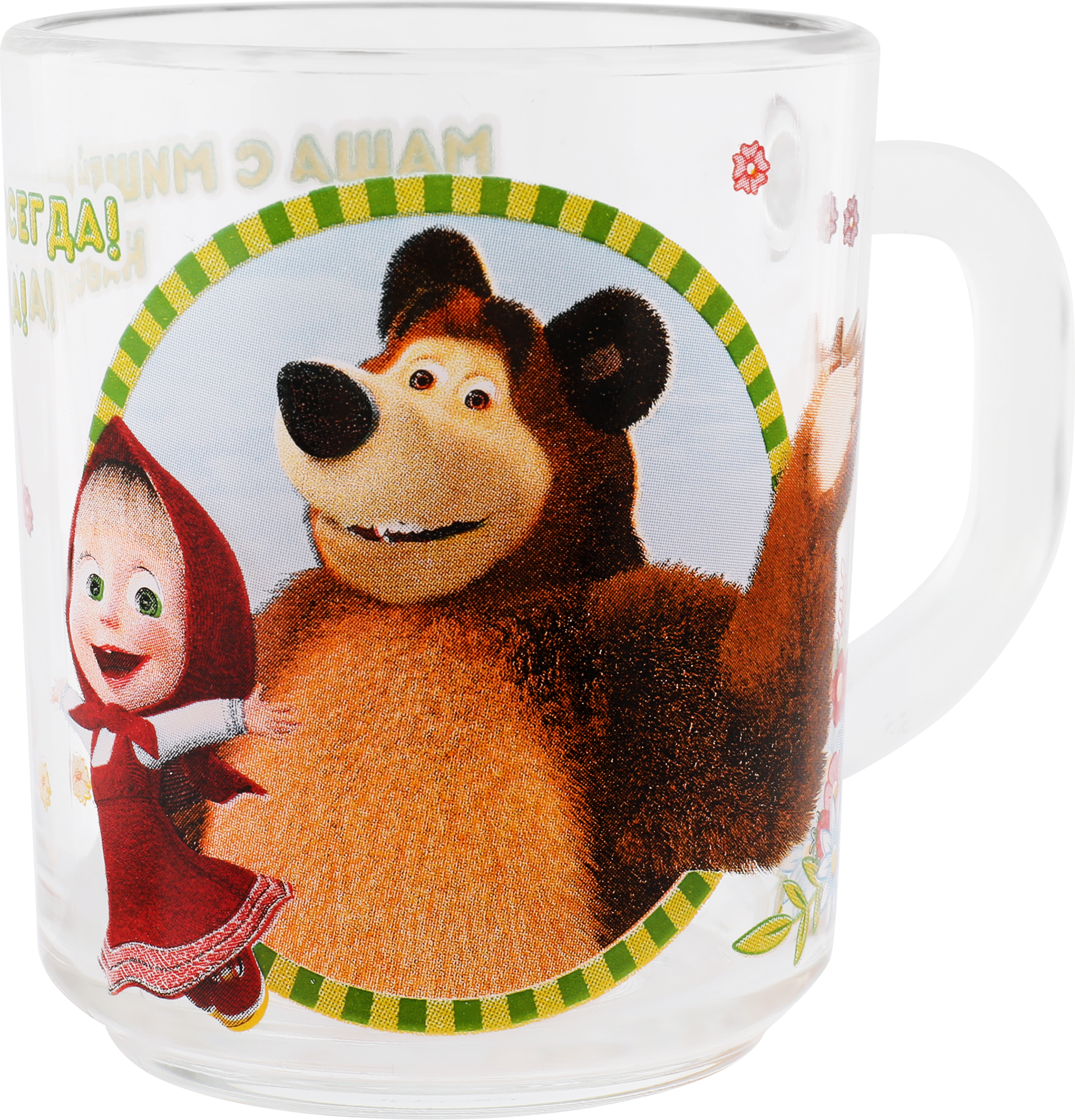 Изображение товара Детская кружка МАША И МЕДВЕДЬ 250мл стекло с дизайном для горячих и холодных напитков