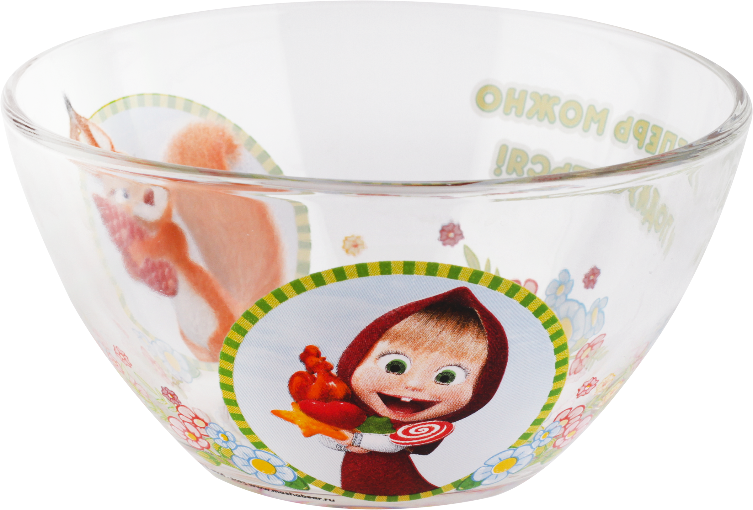 Изображение товара Салатник МАША И МЕДВЕДЬ 13 см стекло для детей с изображением героев мультфильма