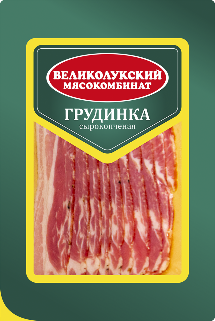 Изображение товара Грудинка сырокопченая МК ВЕЛИКОЛУКСКИЙ категория Б, нарезка, 150г