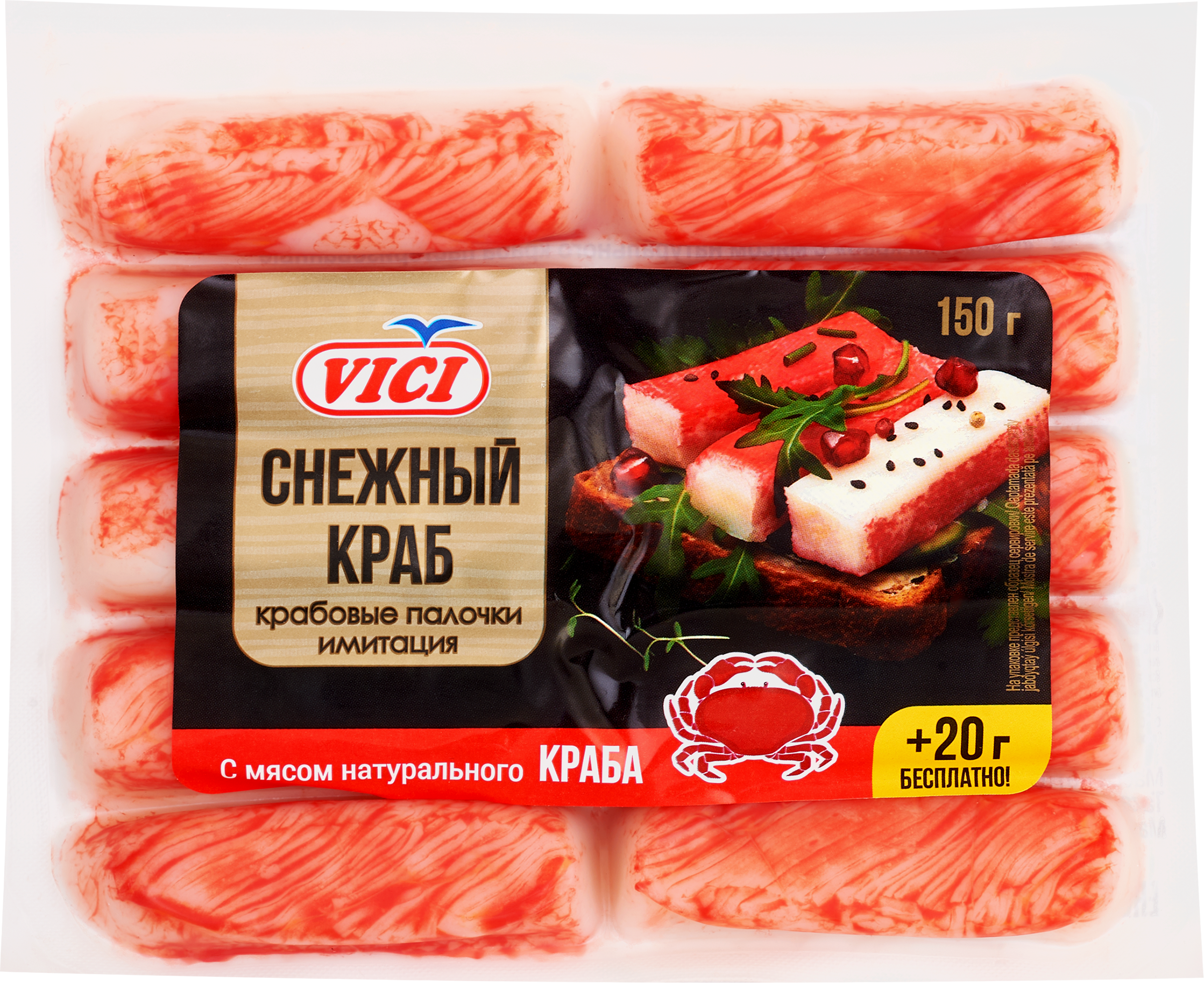 Изображение товара Крабовые палочки VICI с мясом натурального краба, 170г