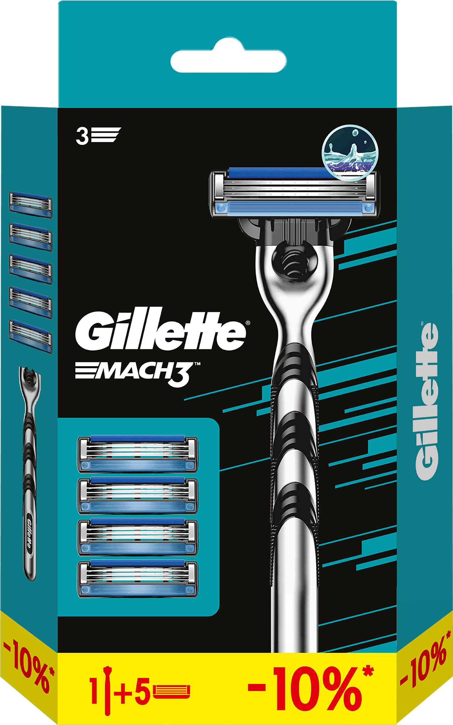 Изображение товара GILLETTE MACH3 мужская бритва с 4 кассетами для точного и комфортного бритья