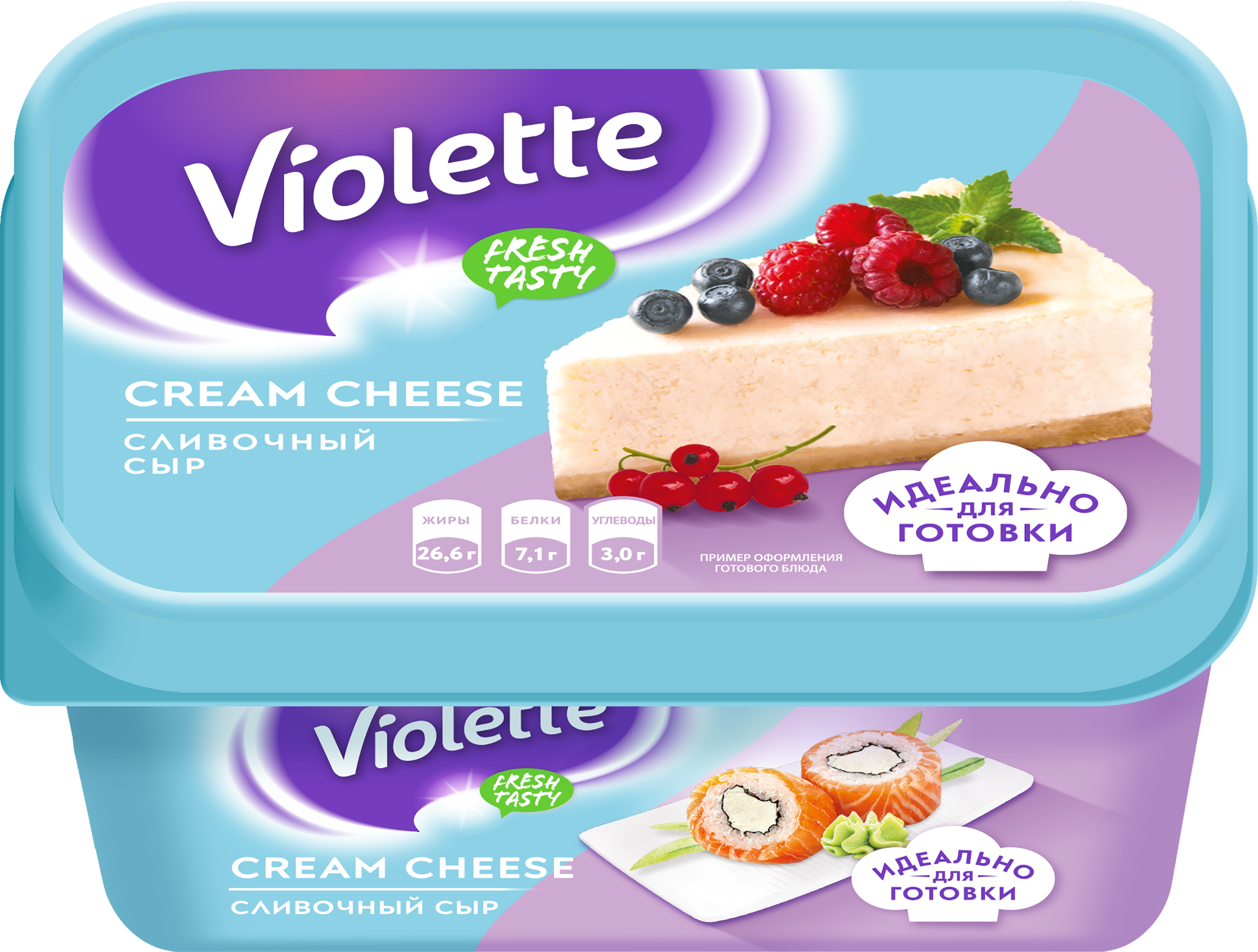 Изображение товара Сыр творожный КАРАТ Violette Cream Cheese сливочный 70% 400г Россия