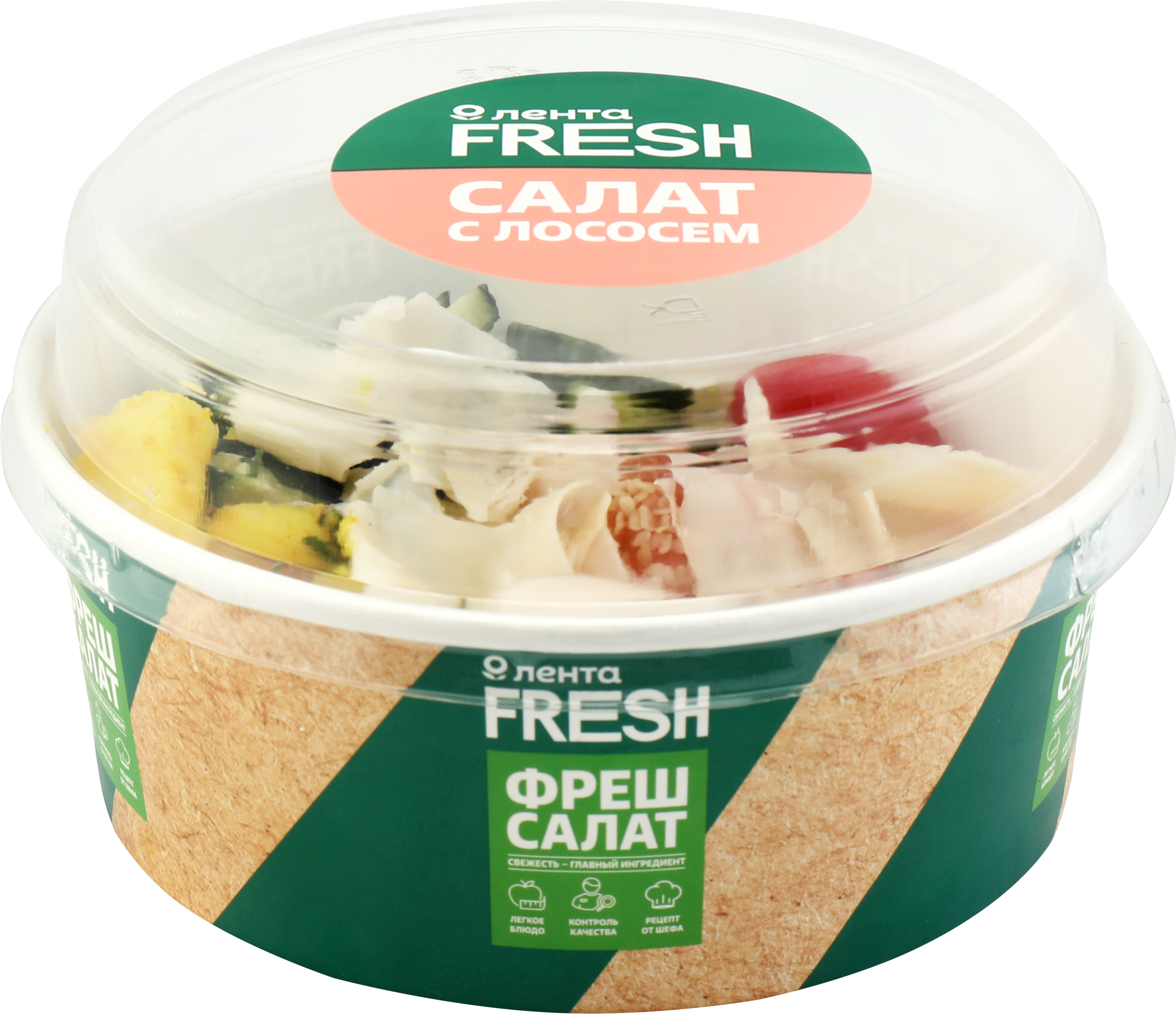 Изображение товара Салат ЛЕНТА FRESH Фреш с лососем, 200г