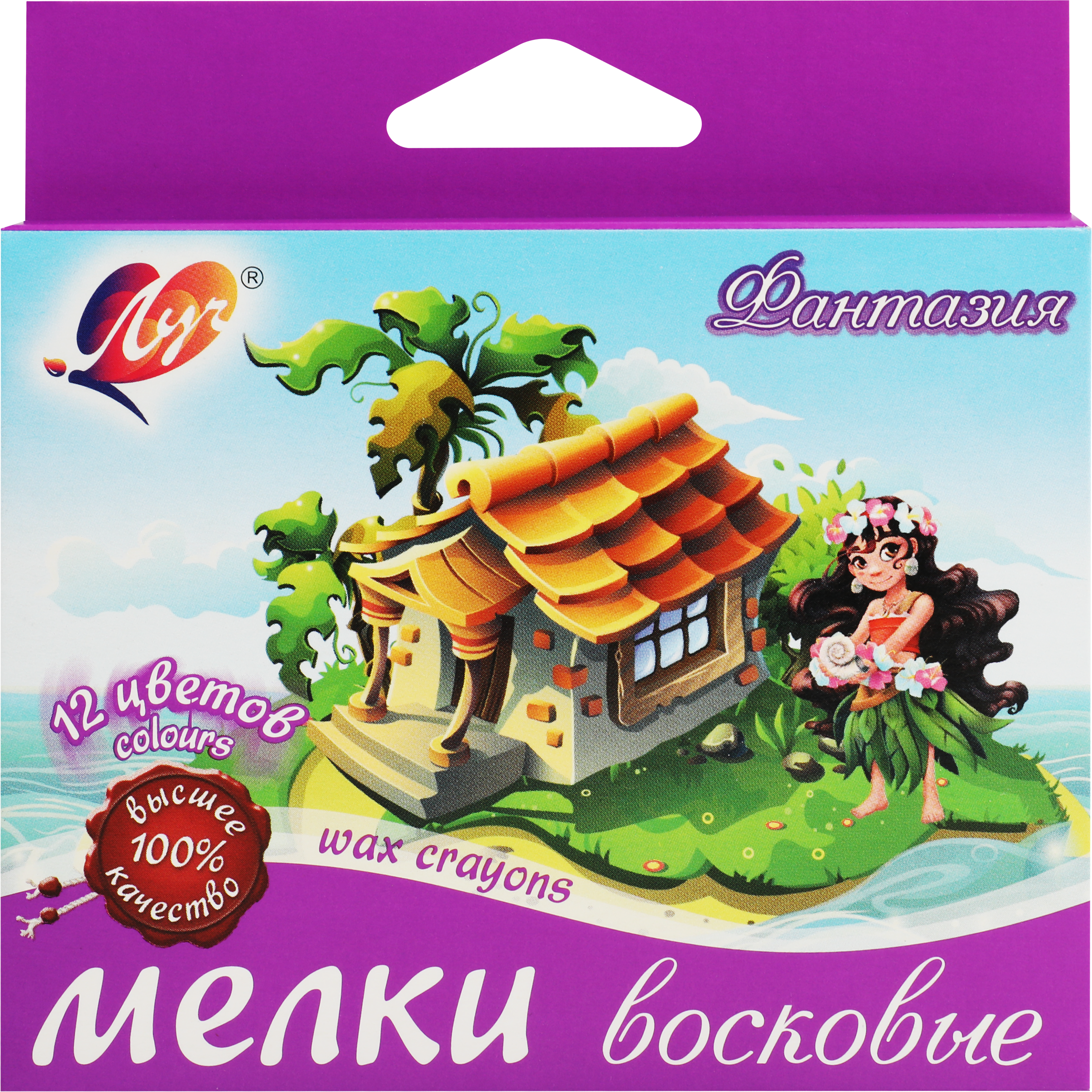 Изображение товара Мелки восковые ЛУЧ Фантазия 12 цветов безопасные для детей