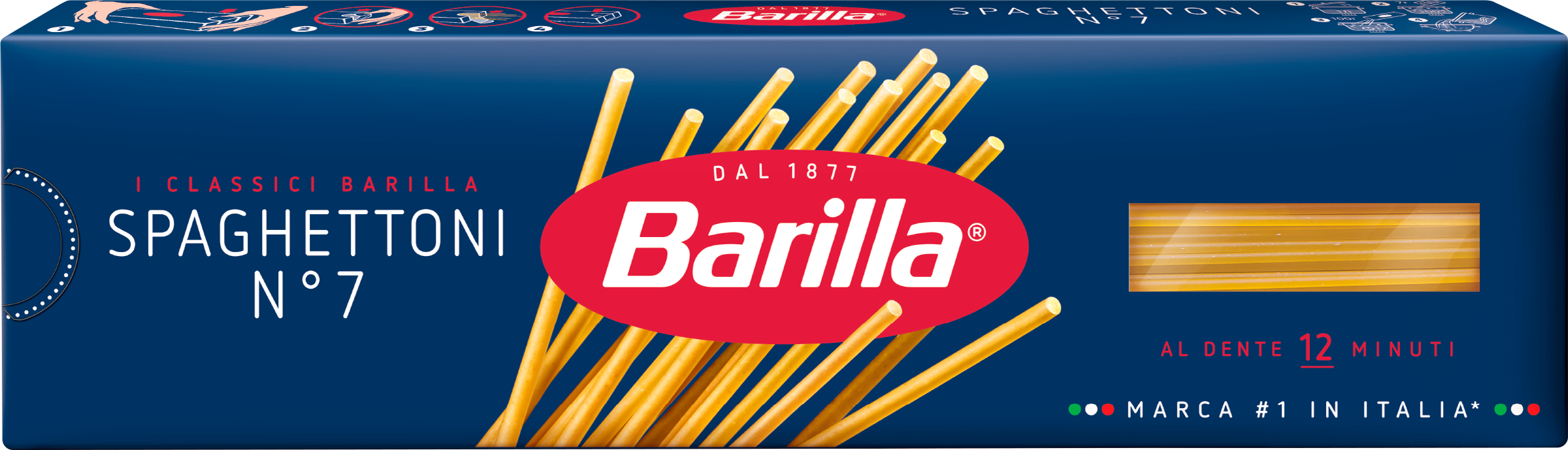 Изображение товара Макароны BARILLA Spaghettoni №7 450г из твердых сортов пшеницы Для итальянских блюд